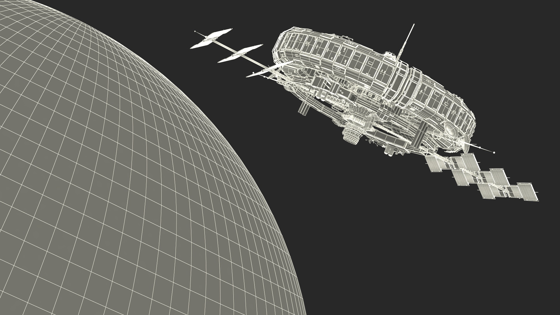 Futuristic Space Station Orbiting Earth 3D model