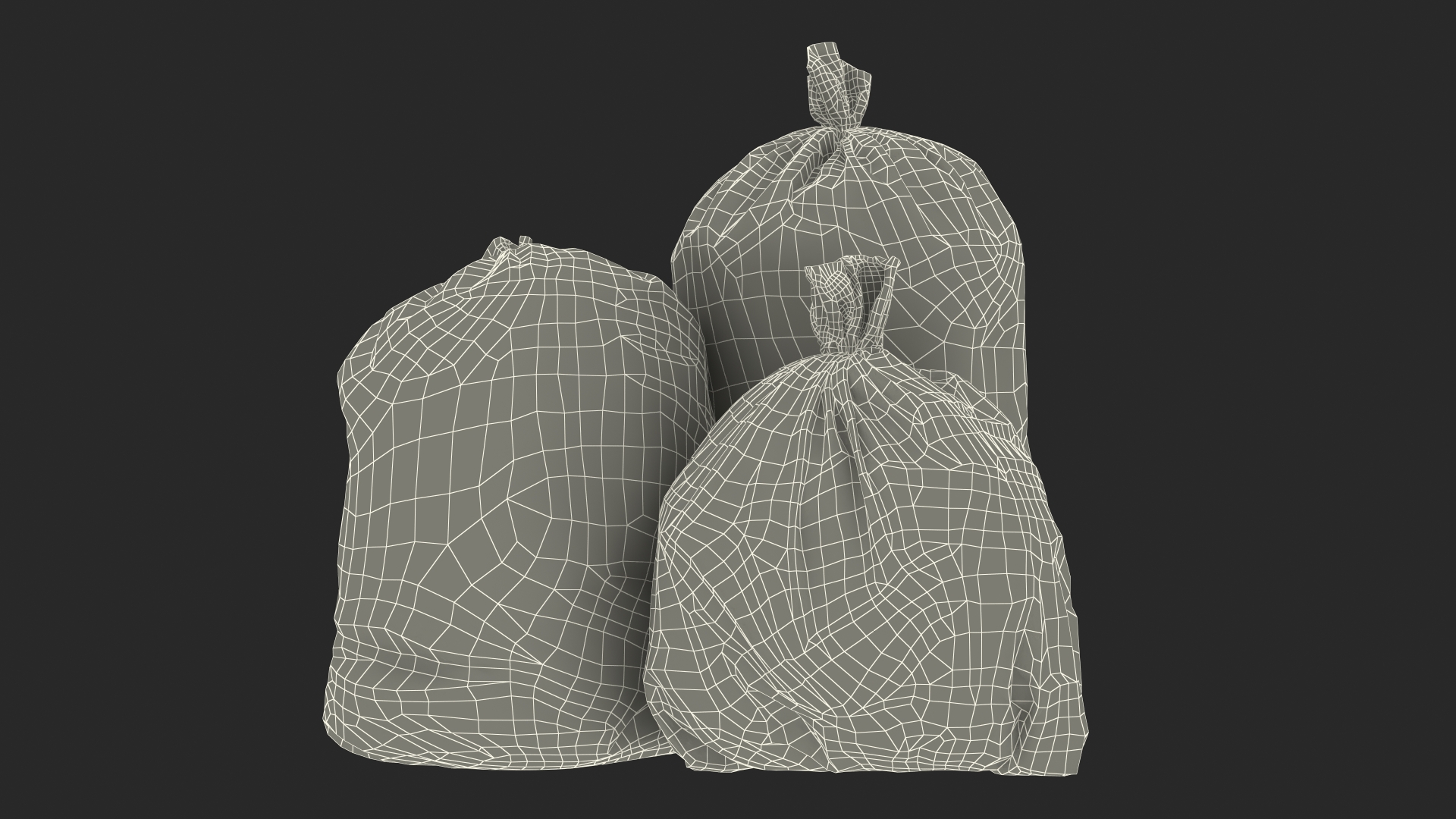 3D Tied Closed Black Trash Bags model