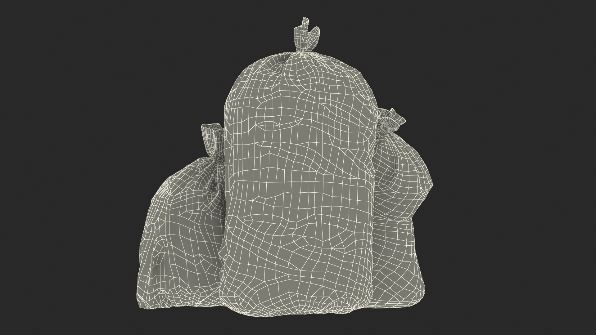 3D Tied Closed Black Trash Bags model