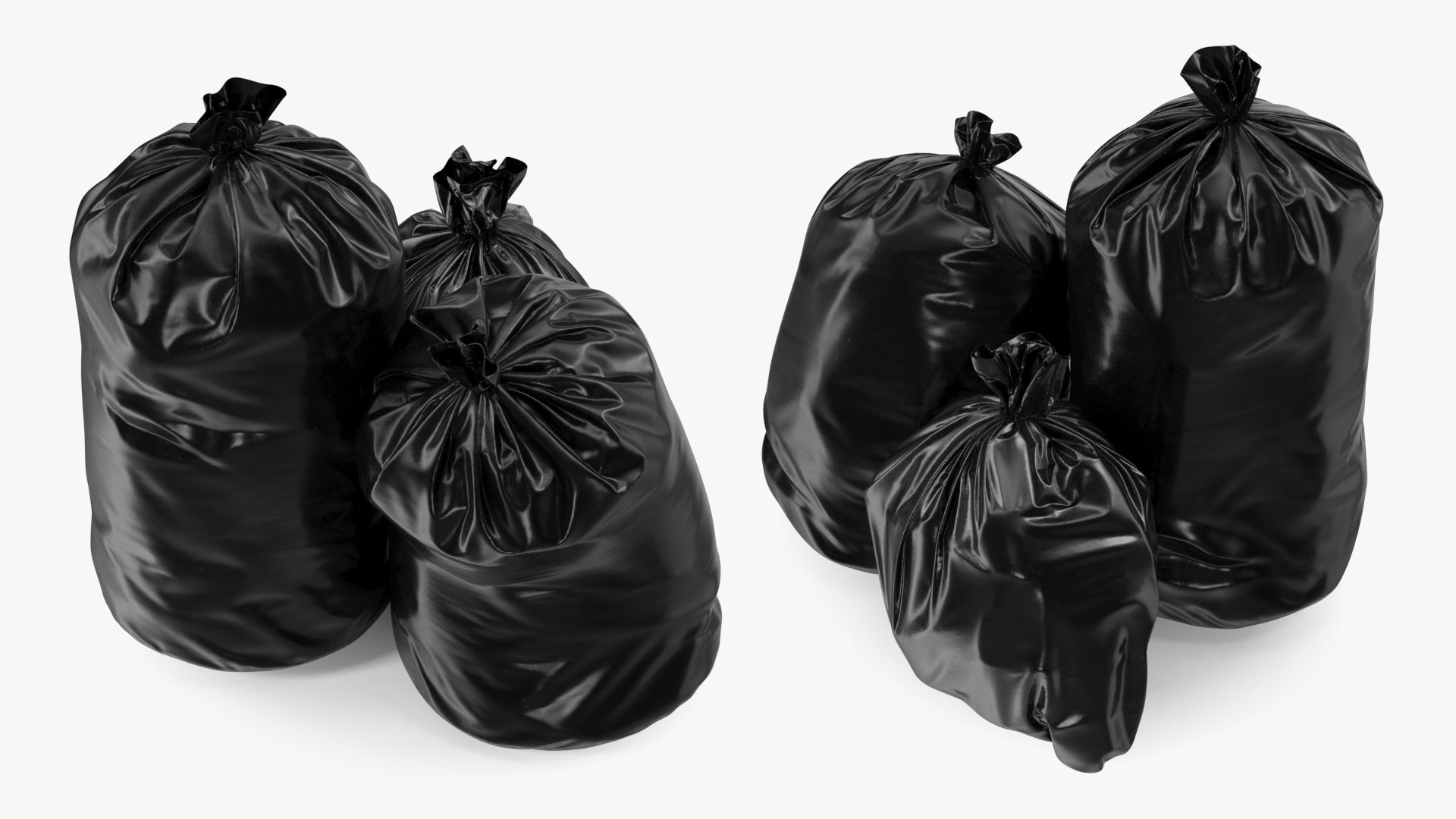 3D Tied Closed Black Trash Bags model
