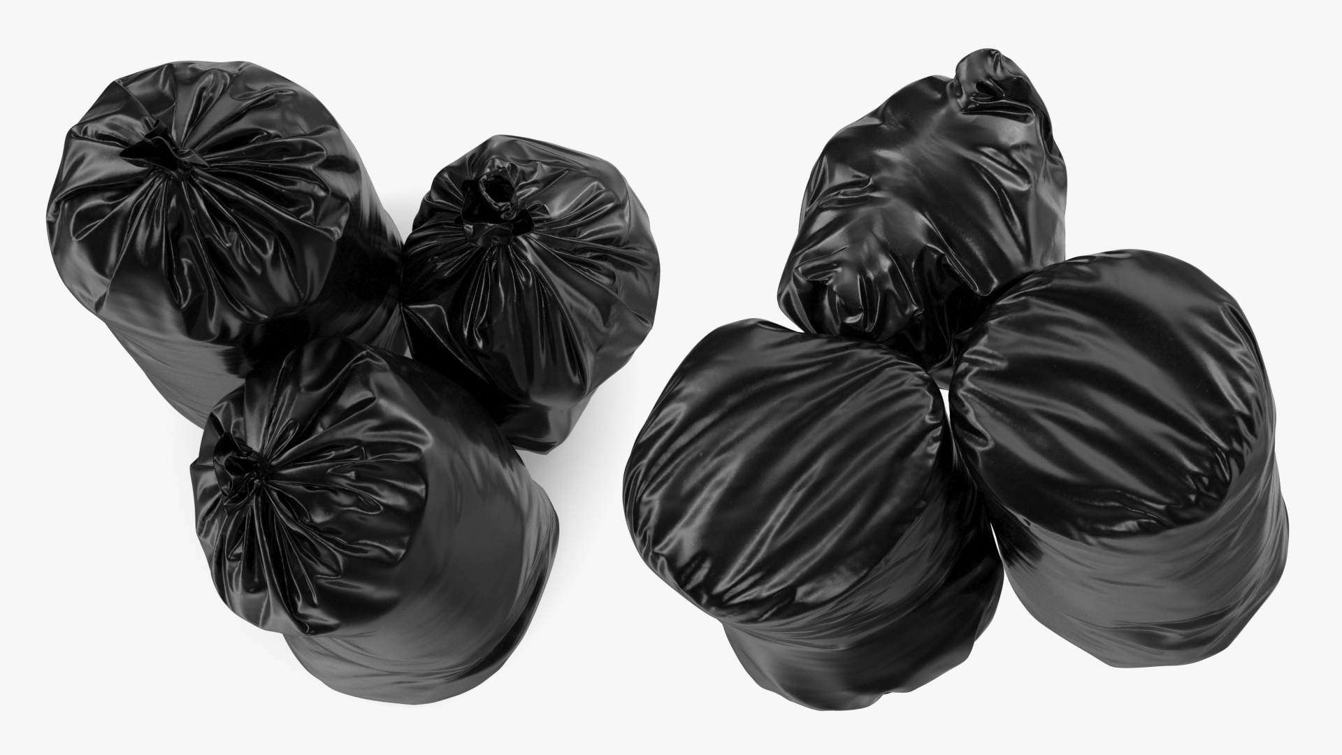 3D Tied Closed Black Trash Bags model