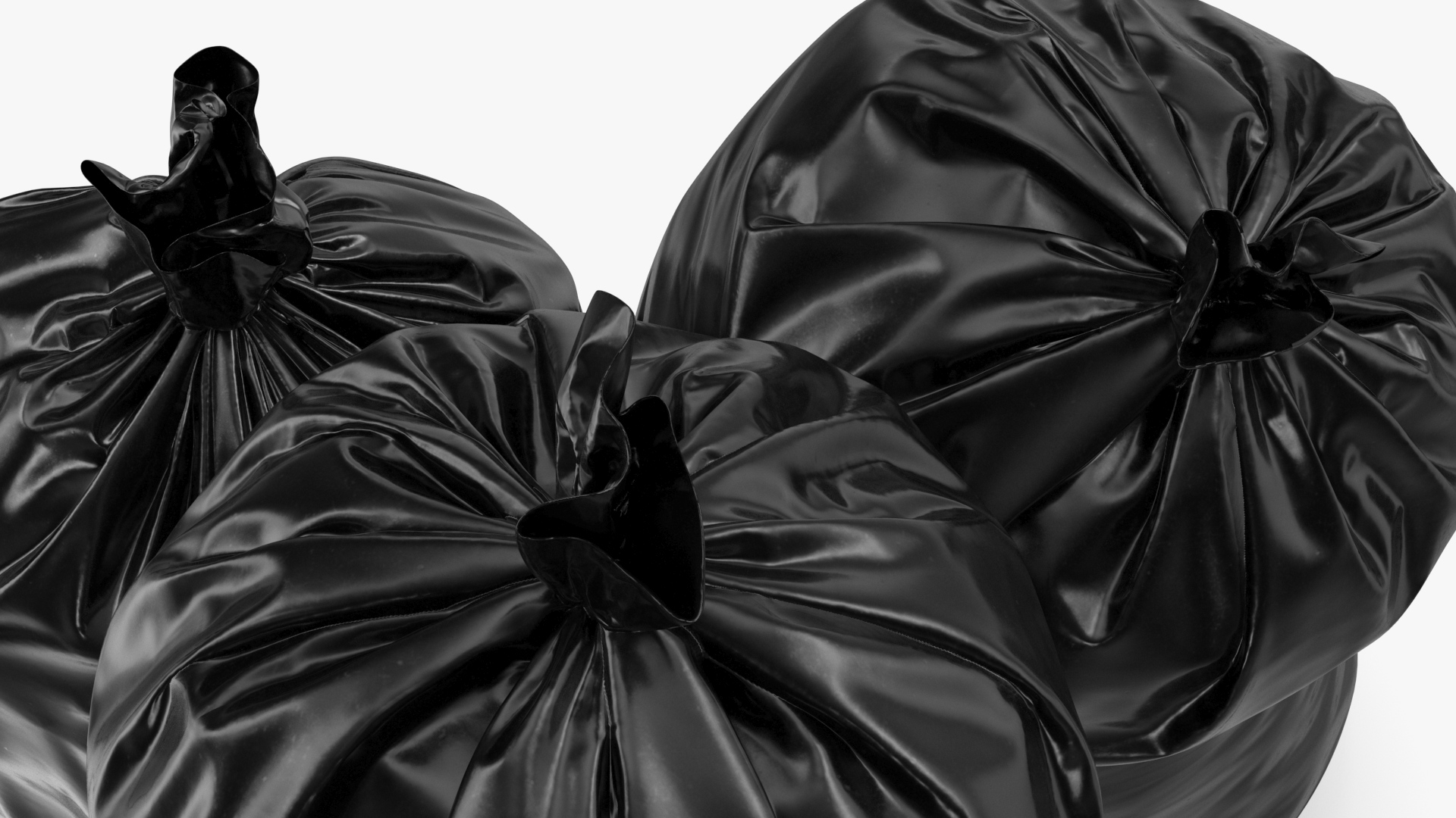 3D Tied Closed Black Trash Bags model