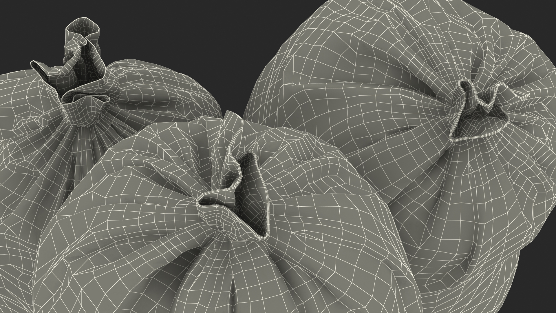 3D Tied Closed Black Trash Bags model