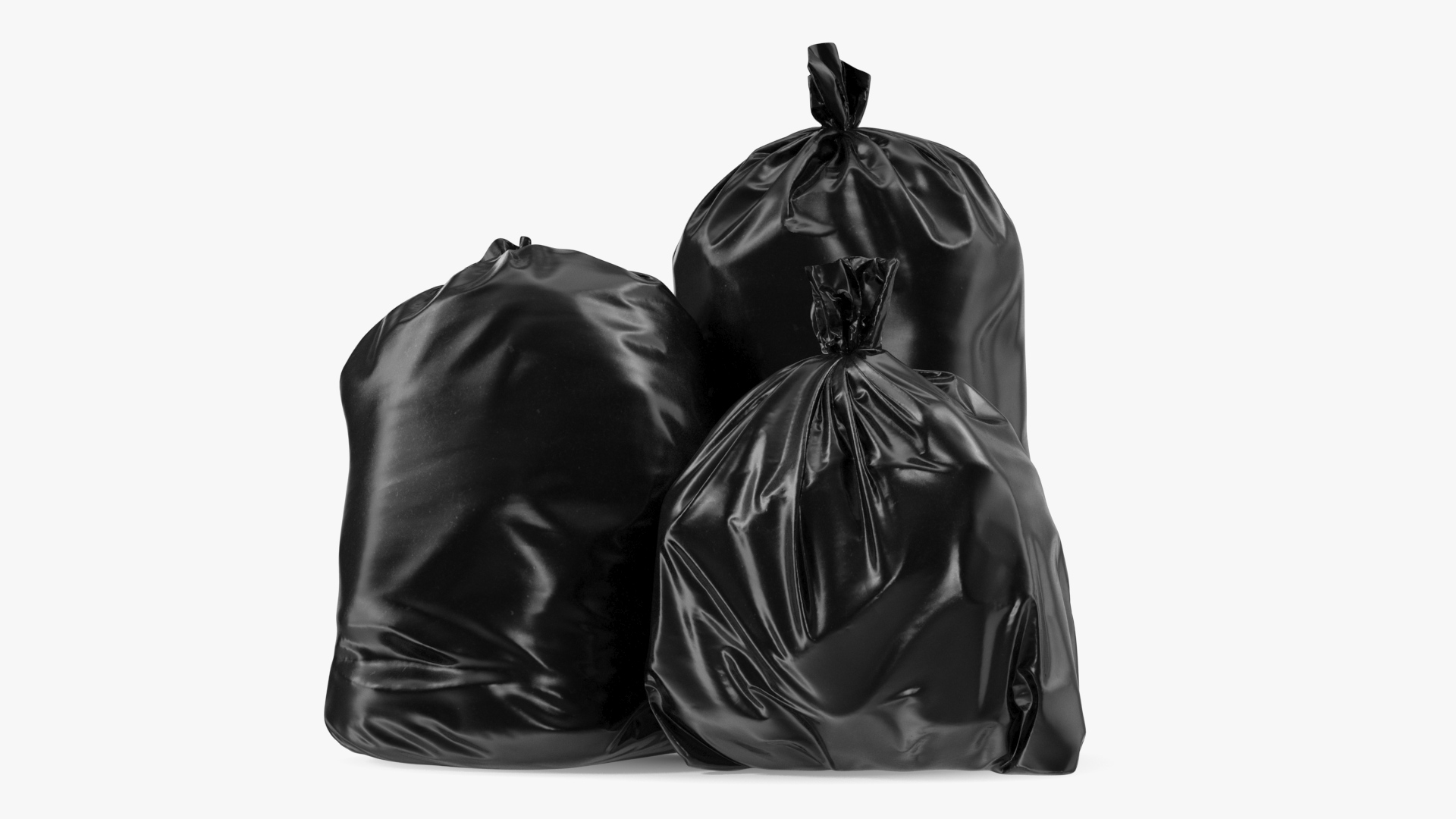 3D Tied Closed Black Trash Bags model