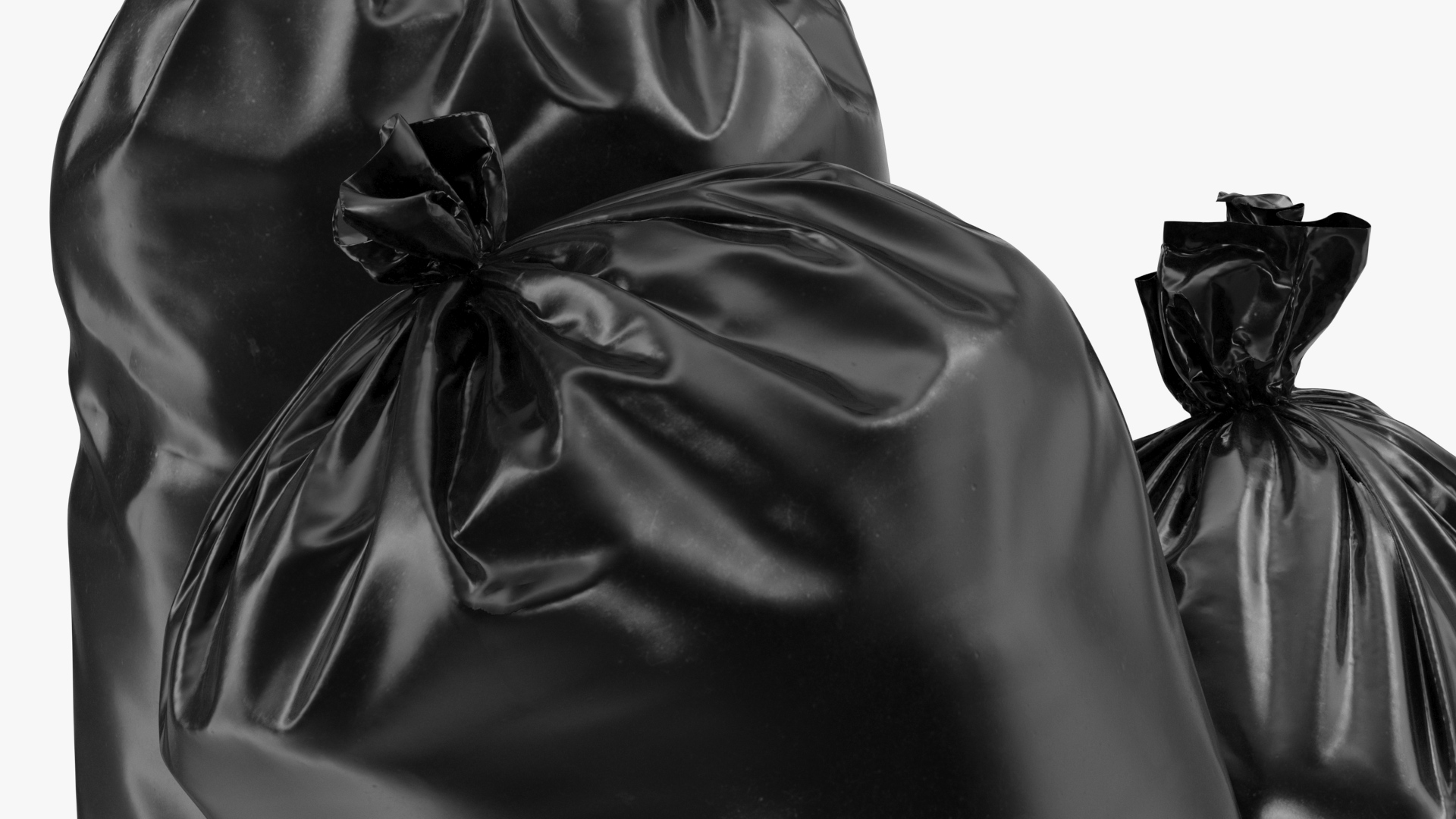 3D Tied Closed Black Trash Bags model