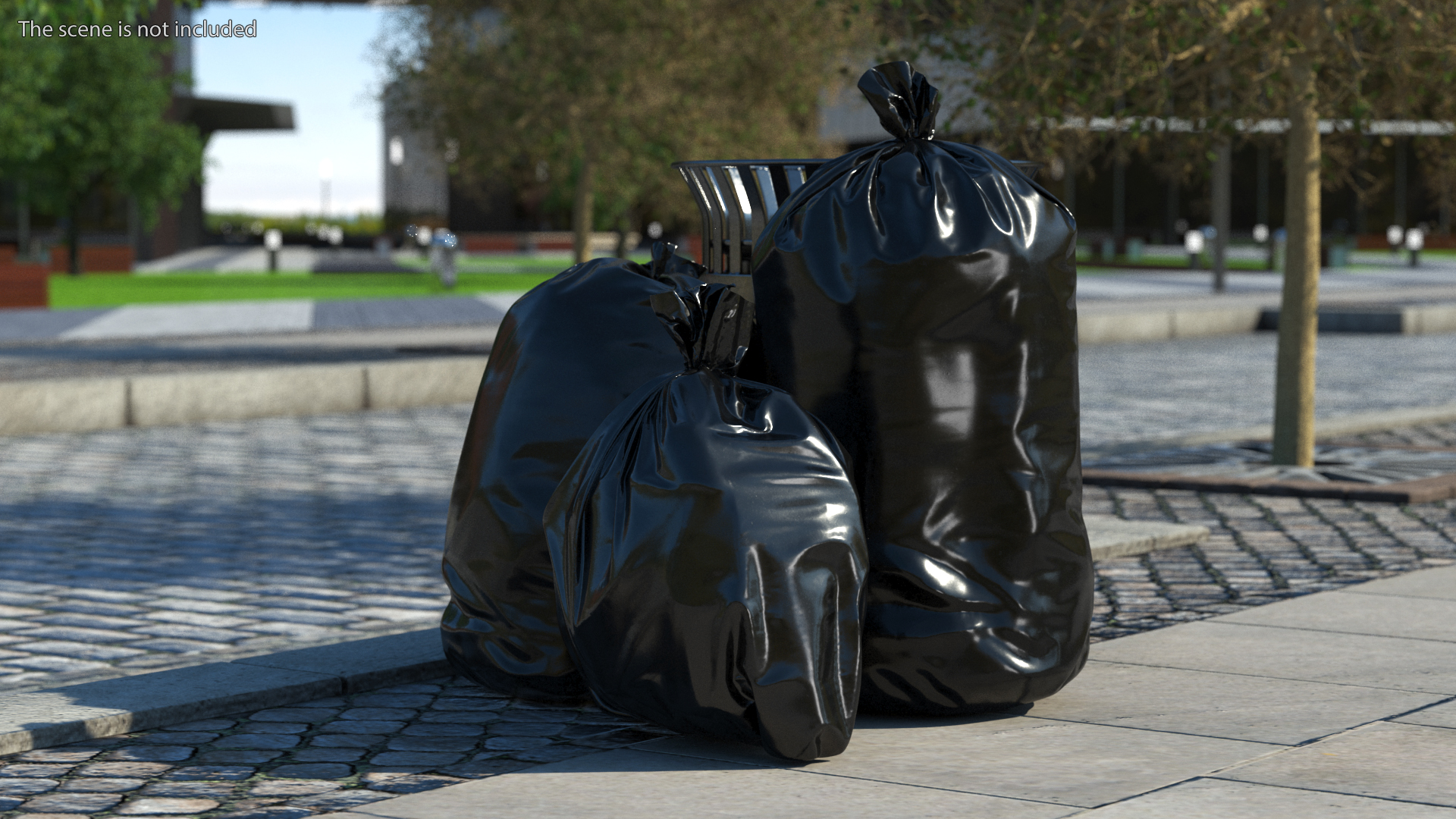 3D Tied Closed Black Trash Bags model