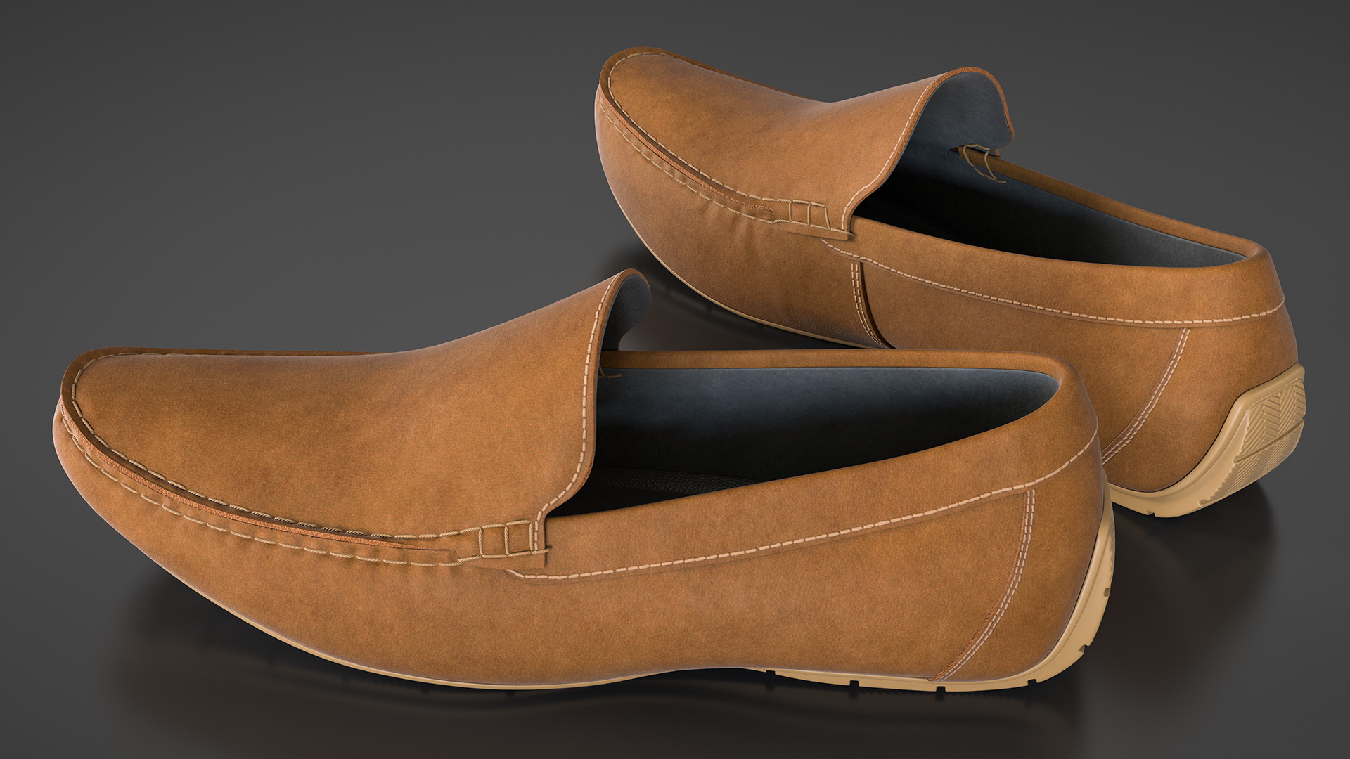 3D Mens Brown Casual Style Mocassins model