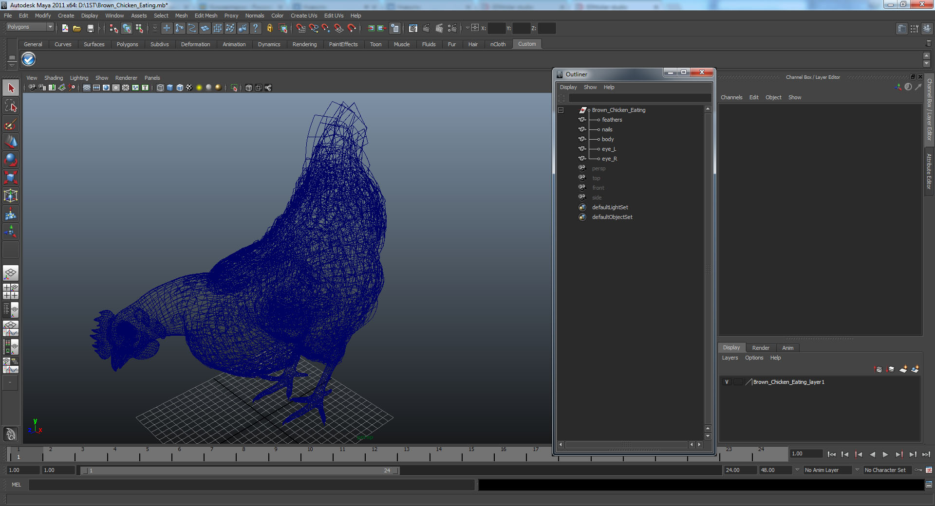 3D model Brown Chicken Eating