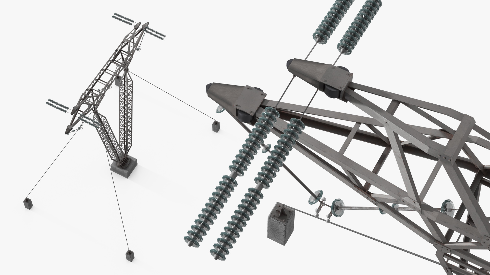 Guyed Vee Transmission Tower Gray - view 4