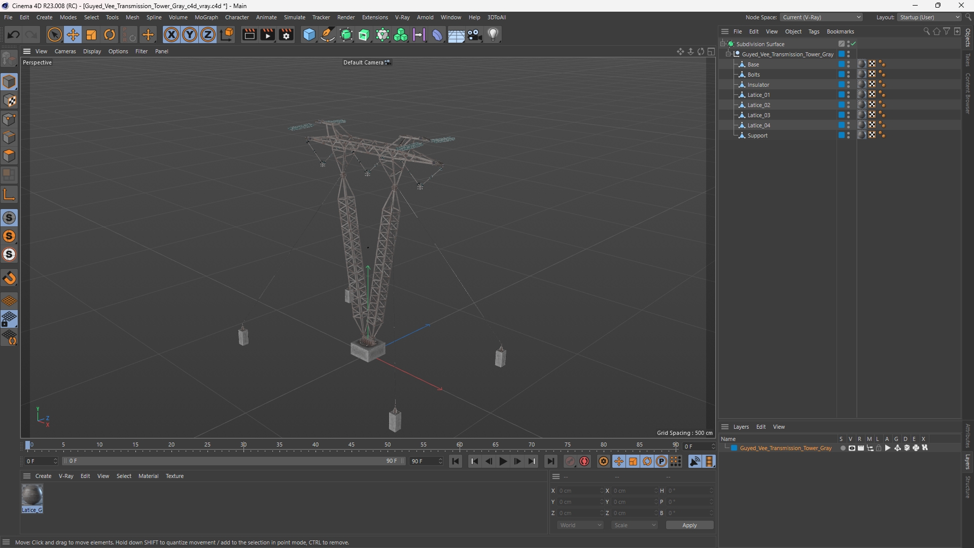 Guyed Vee Transmission Tower Gray - view 12