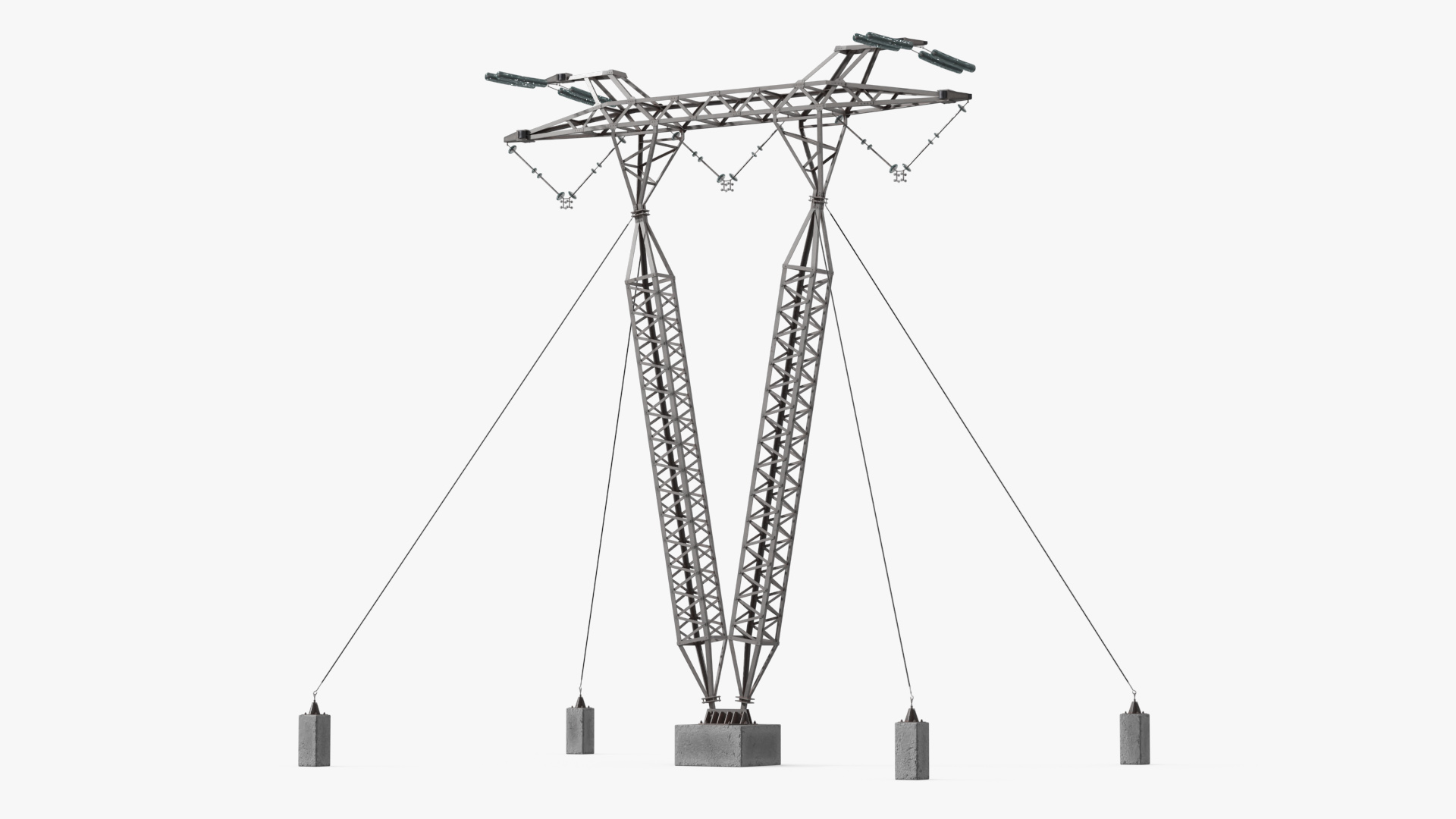 Guyed Vee Transmission Tower Gray - view 2
