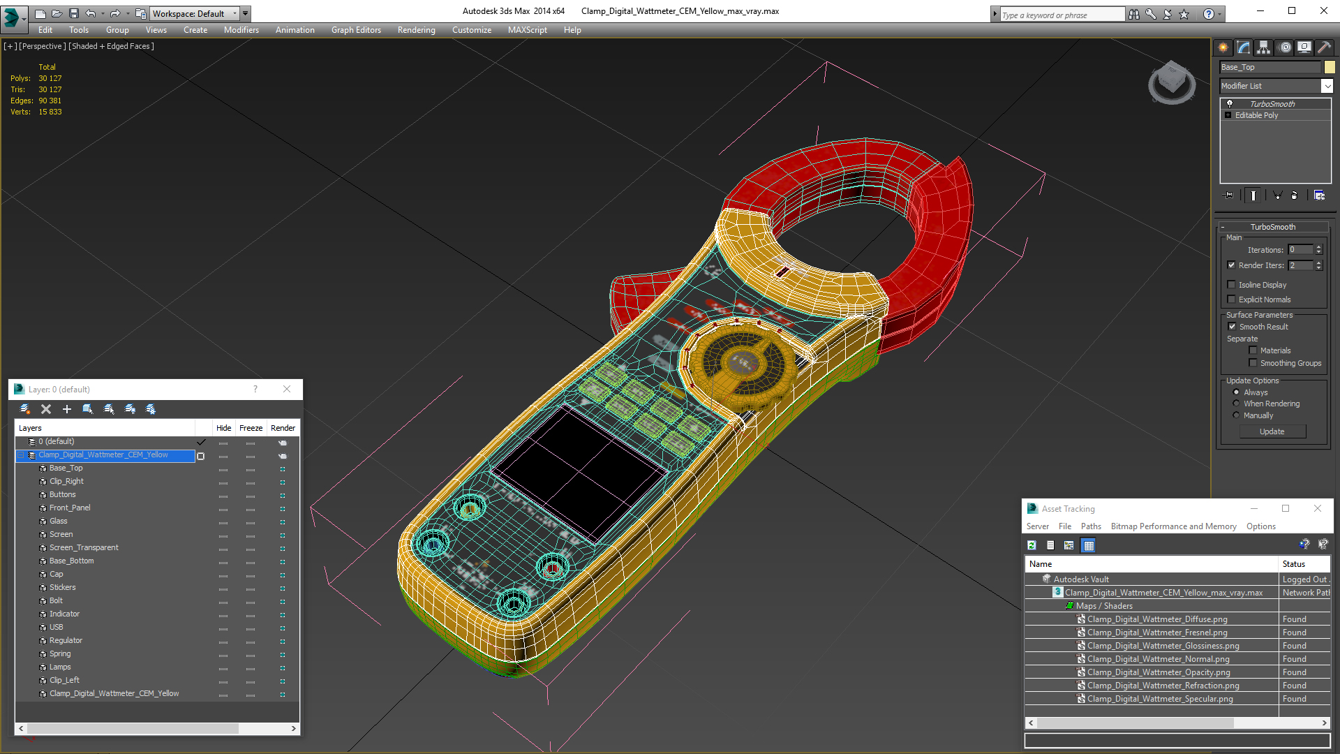Clamp Digital Wattmeter CEM Yellow 3D model