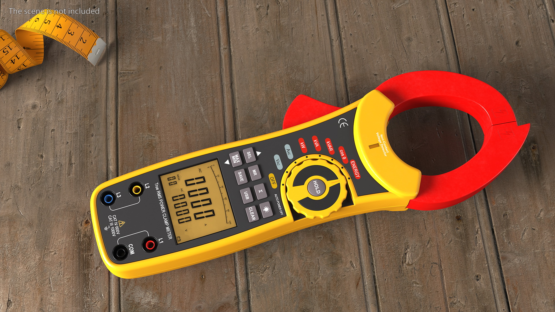 Clamp Digital Wattmeter CEM Yellow 3D model