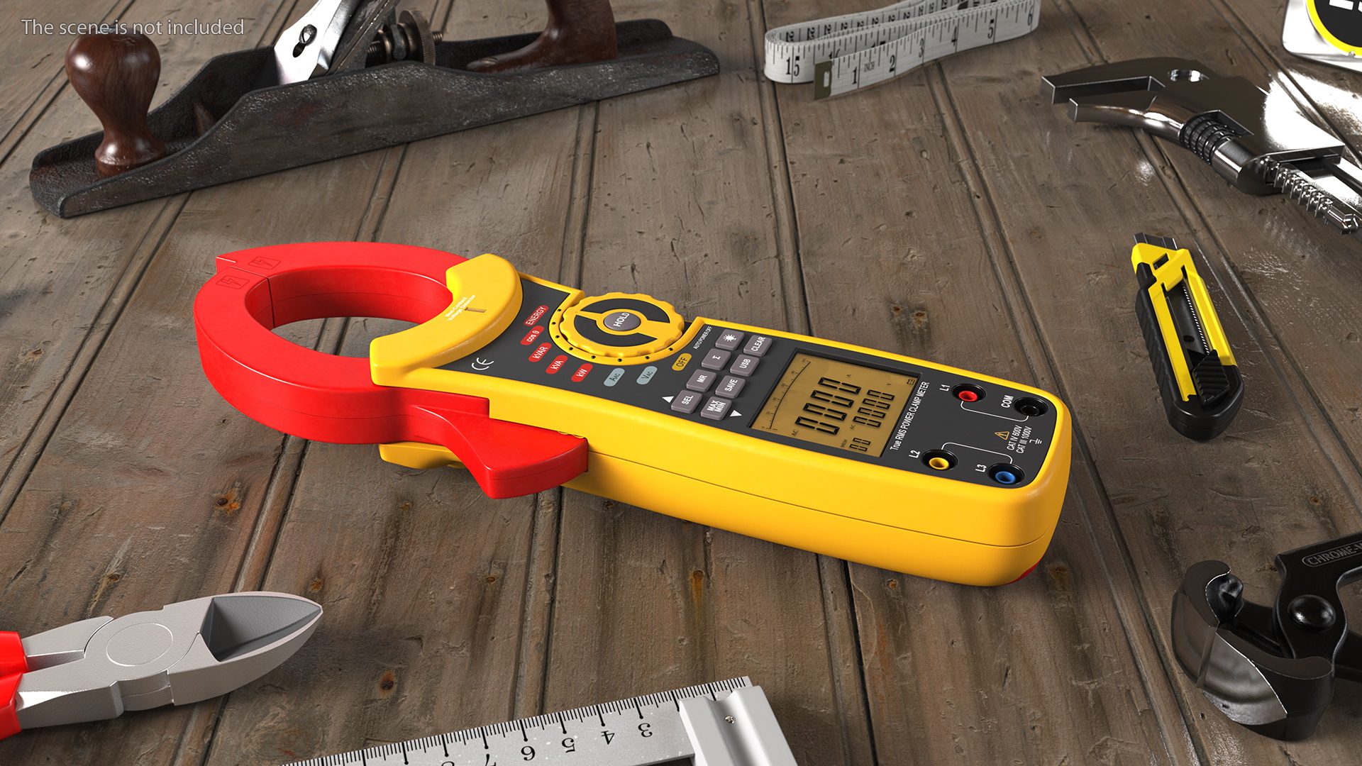 Clamp Digital Wattmeter CEM Yellow 3D model