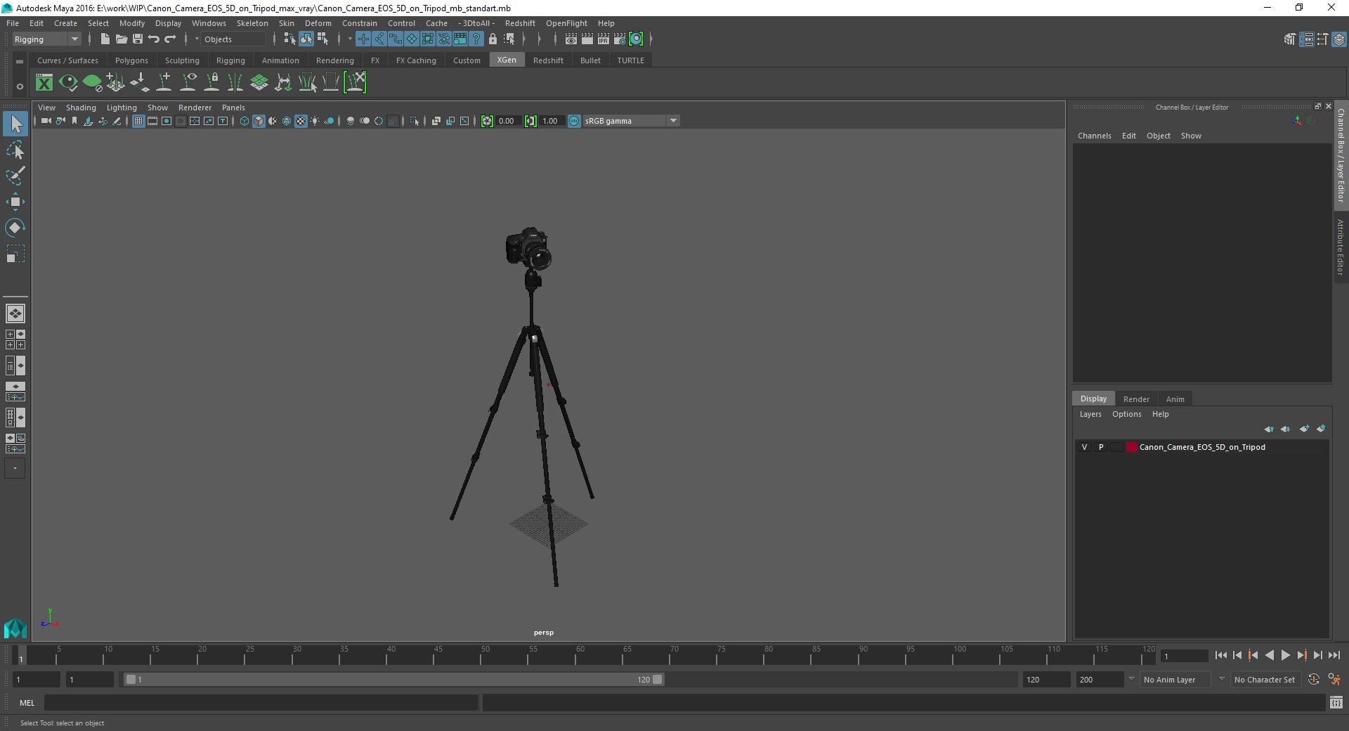 Canon Camera EOS 5D on Tripod 3D model