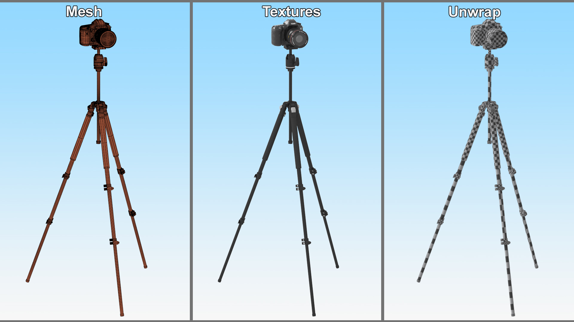 Canon Camera EOS 5D on Tripod 3D model