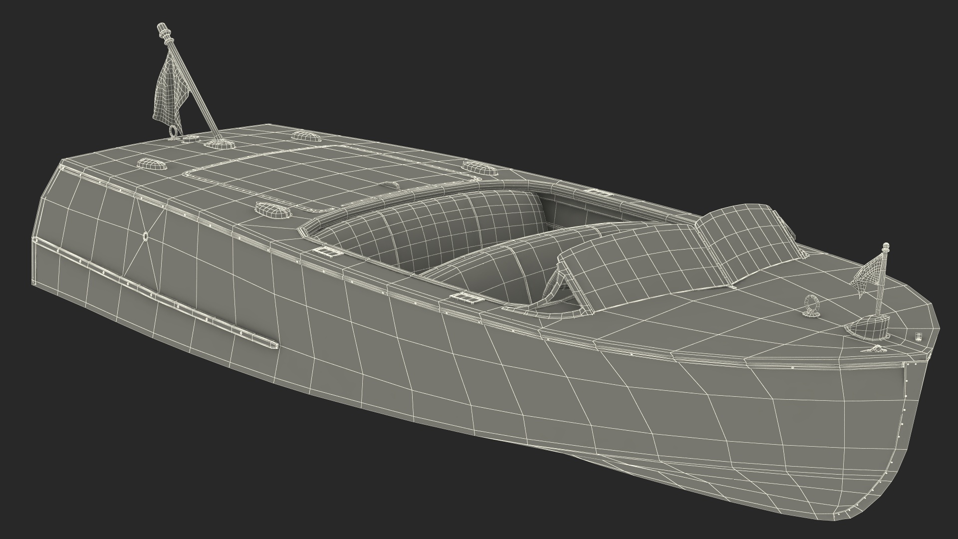 3D model Vintage Dark Wooden Sport Boat