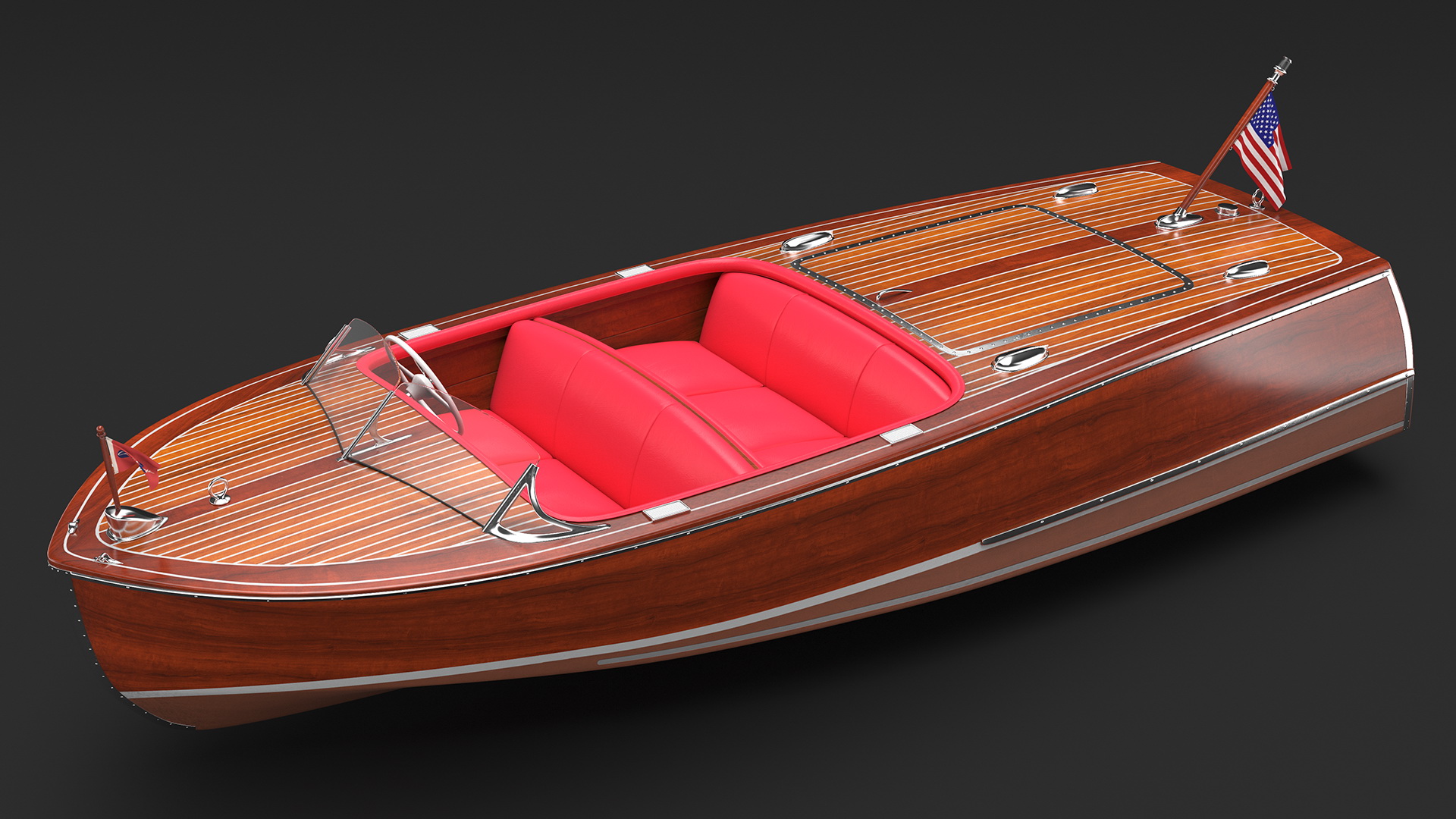 3D model Vintage Dark Wooden Sport Boat