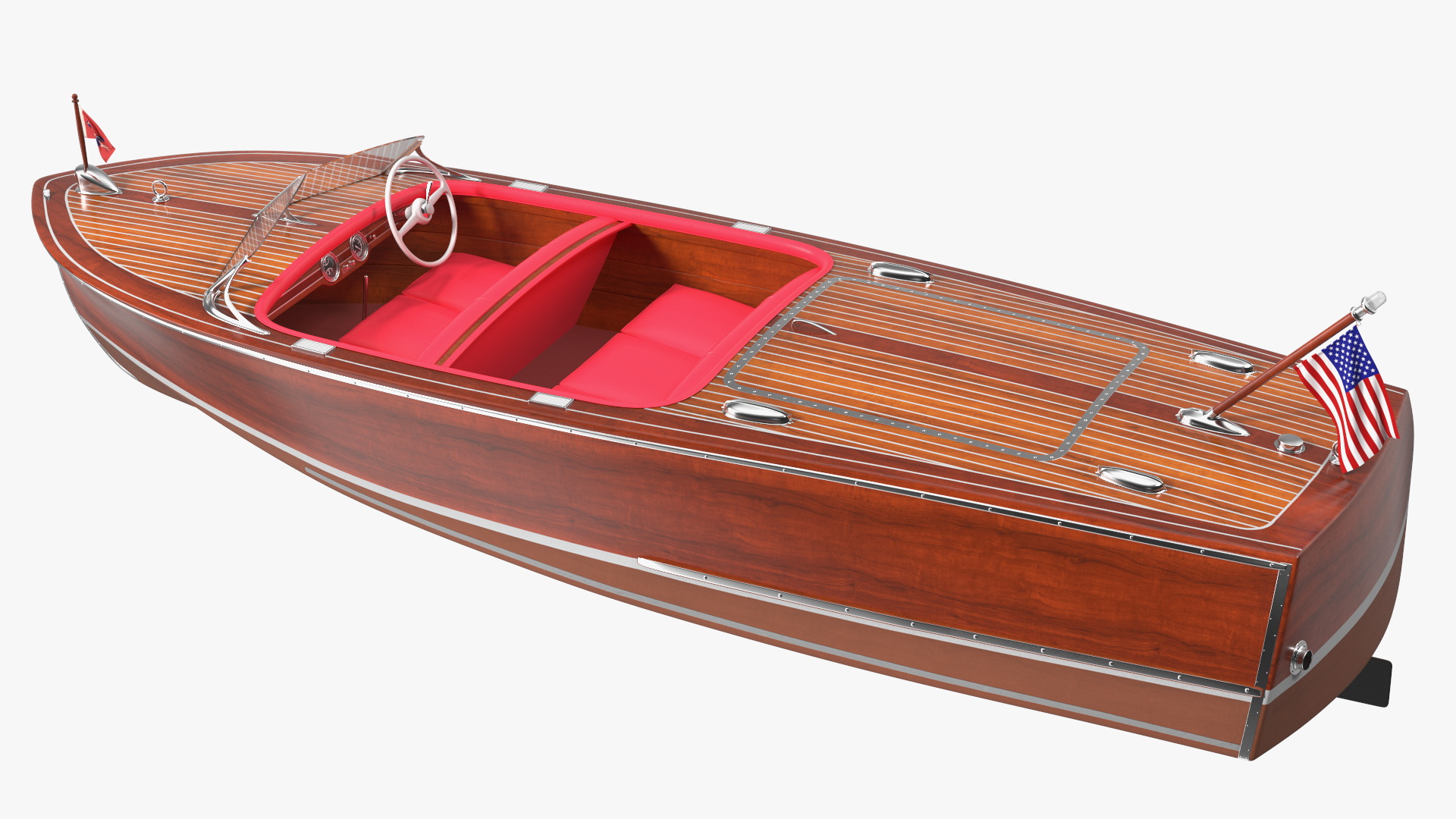 3D model Vintage Dark Wooden Sport Boat