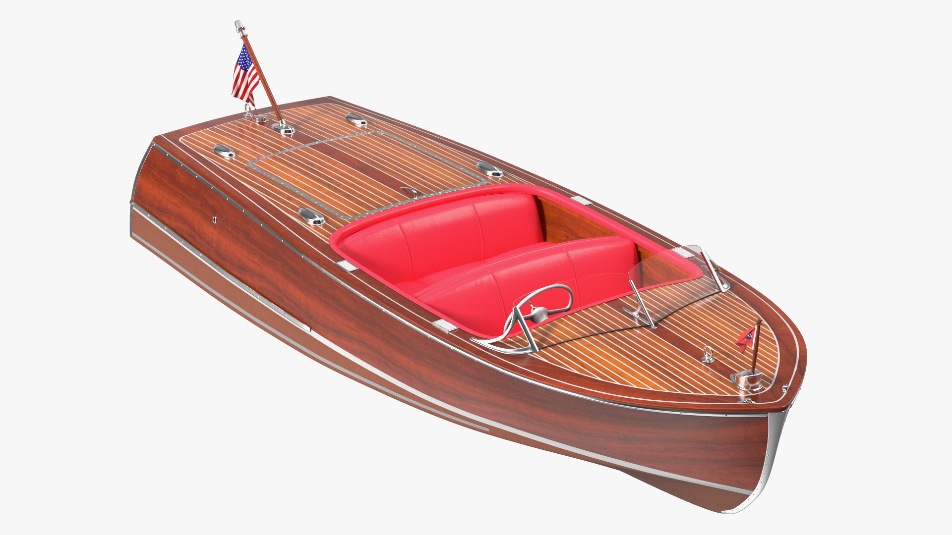 3D model Vintage Dark Wooden Sport Boat