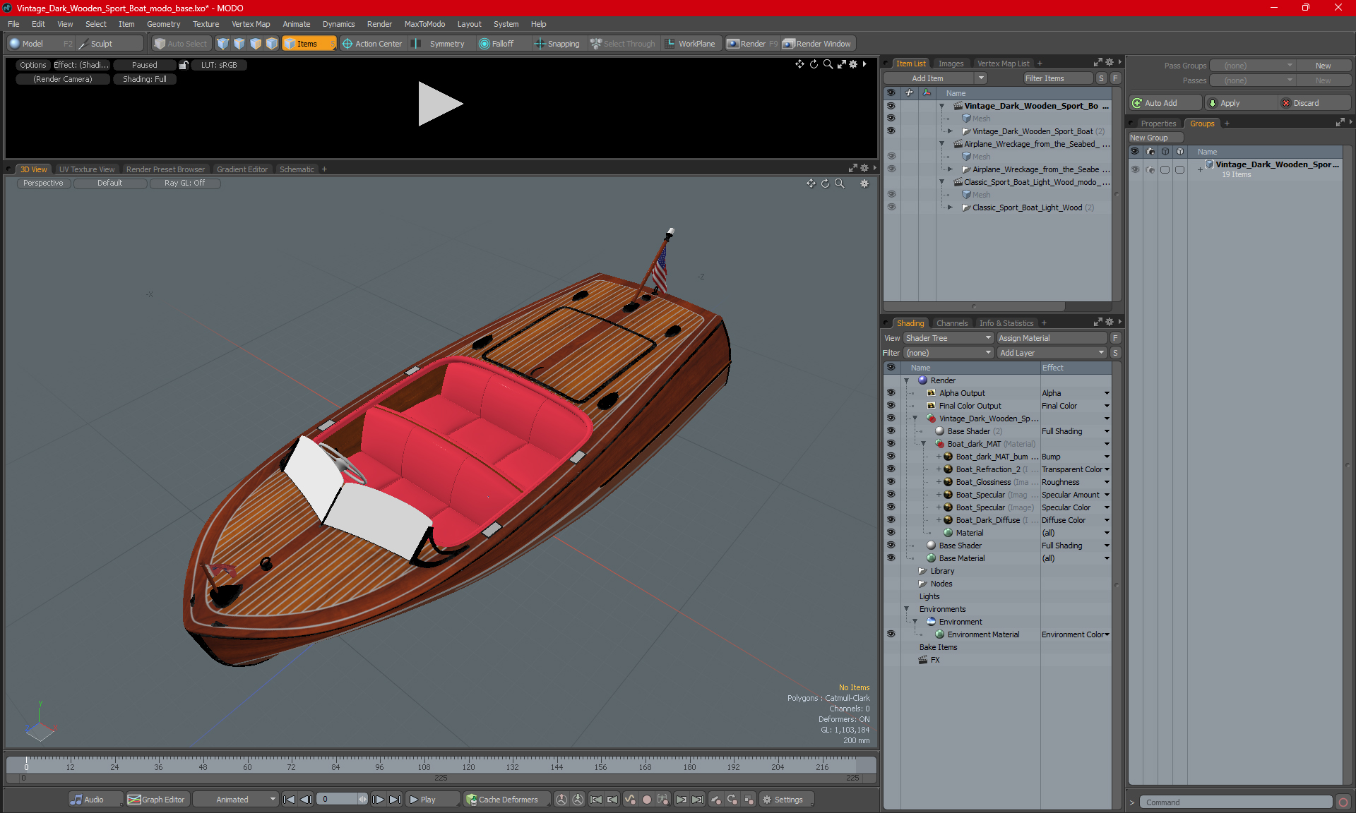 3D model Vintage Dark Wooden Sport Boat