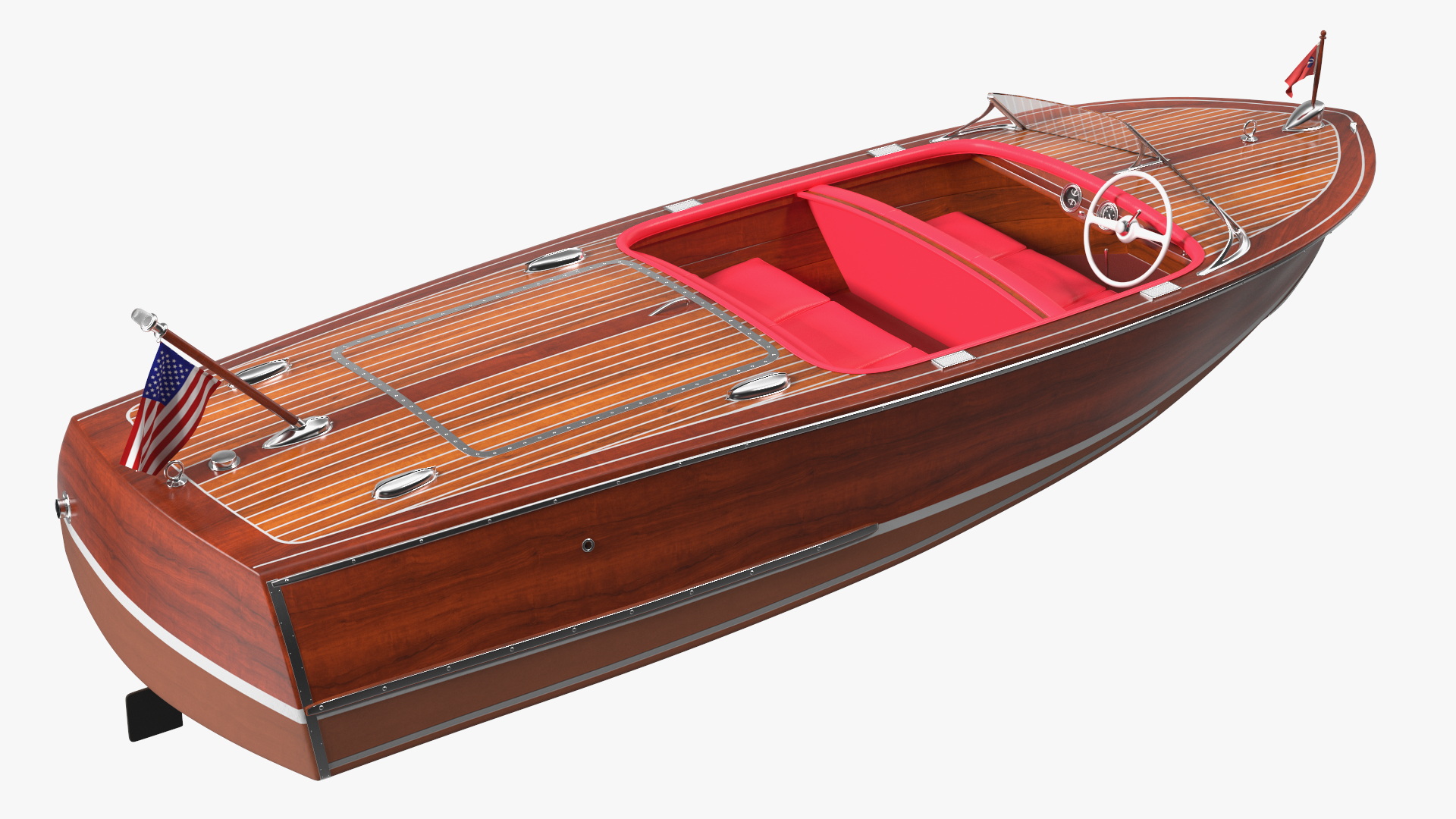 3D model Vintage Dark Wooden Sport Boat