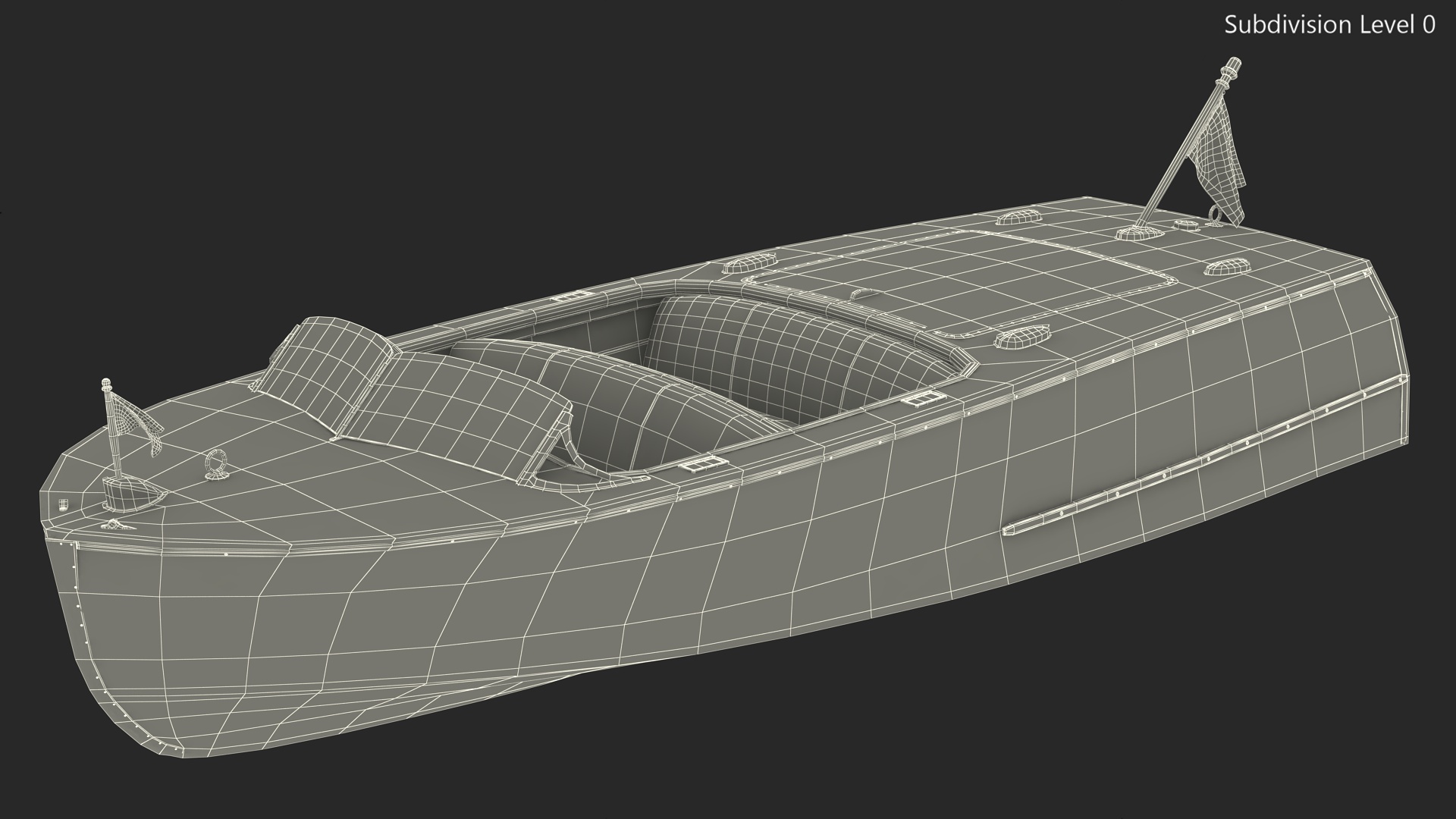 3D model Vintage Dark Wooden Sport Boat