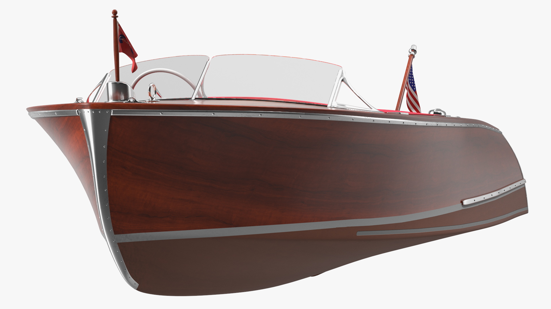 3D model Vintage Dark Wooden Sport Boat