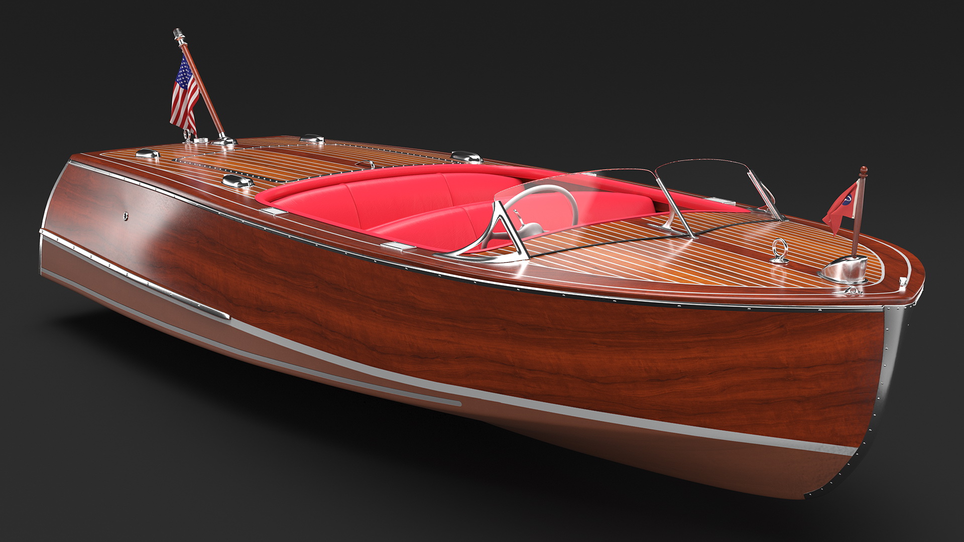 3D model Vintage Dark Wooden Sport Boat