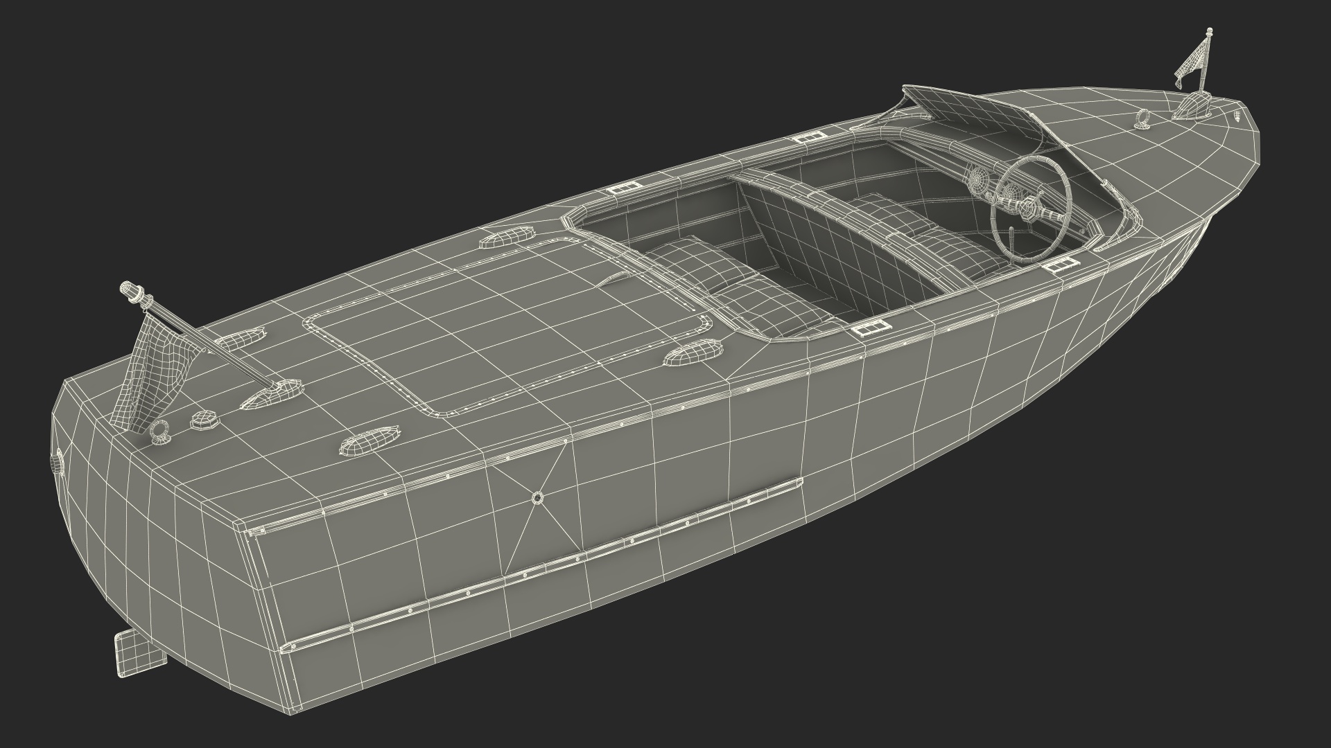 3D model Vintage Dark Wooden Sport Boat