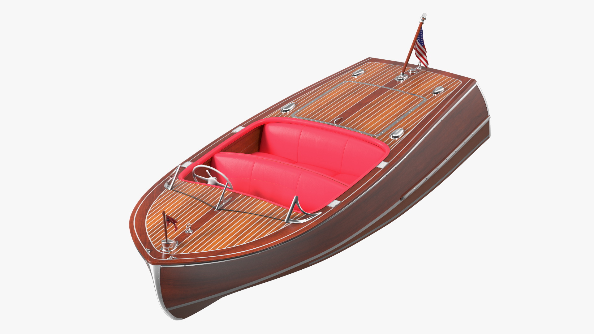 3D model Vintage Dark Wooden Sport Boat