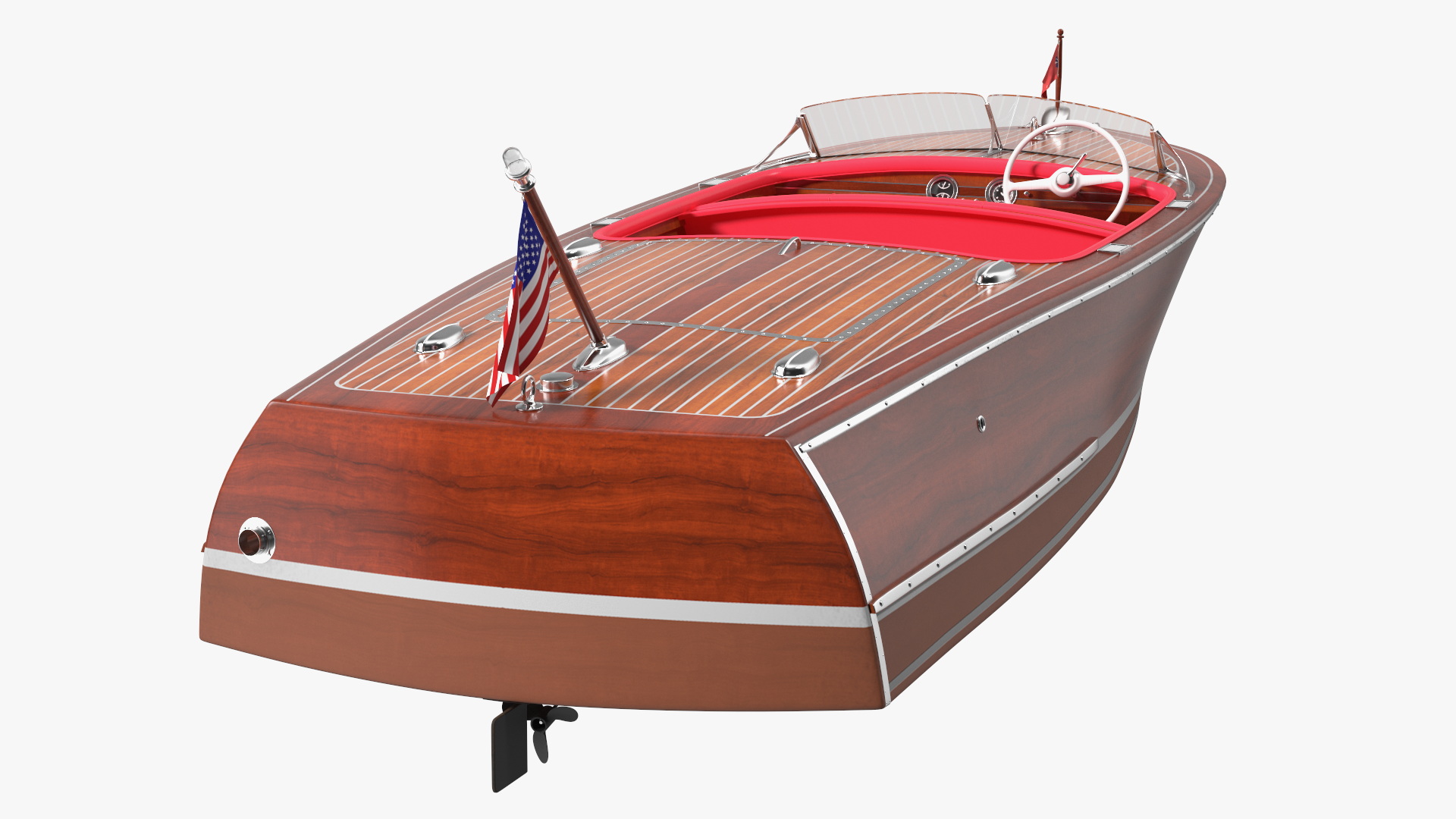 3D model Vintage Dark Wooden Sport Boat