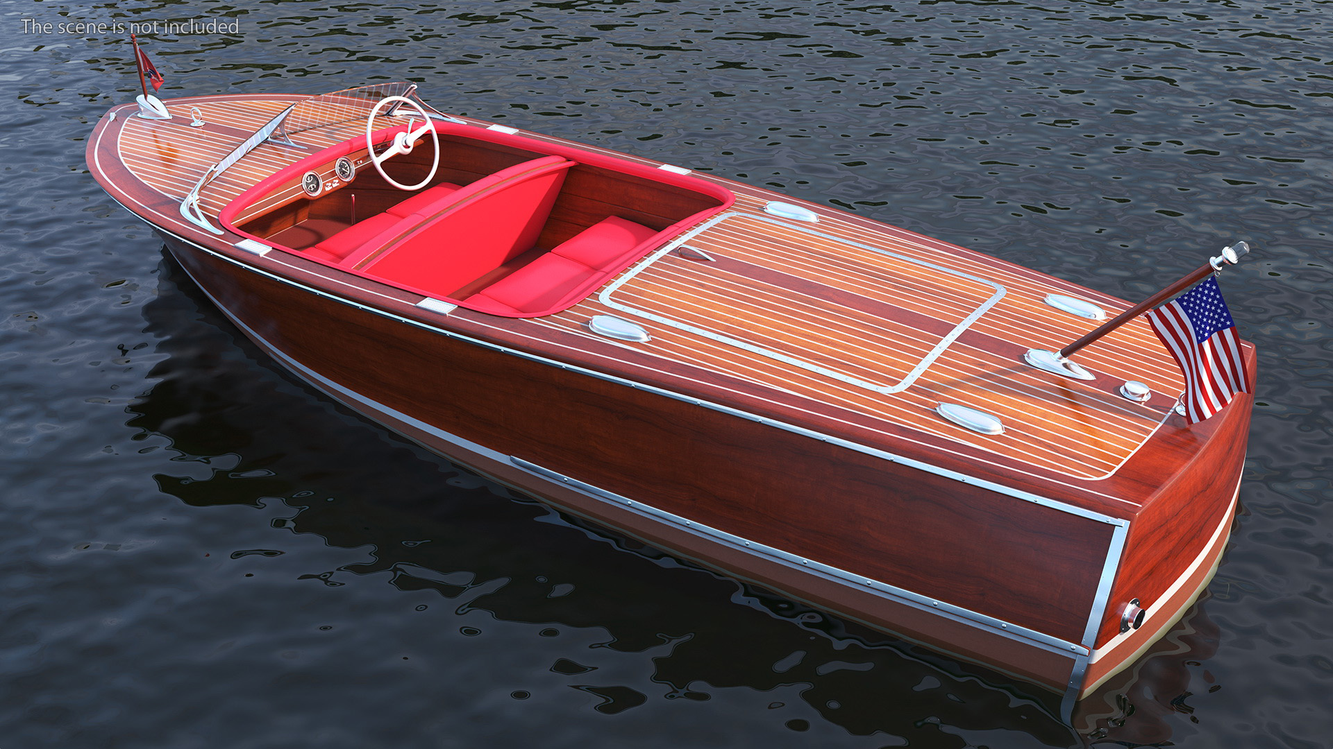 3D model Vintage Dark Wooden Sport Boat