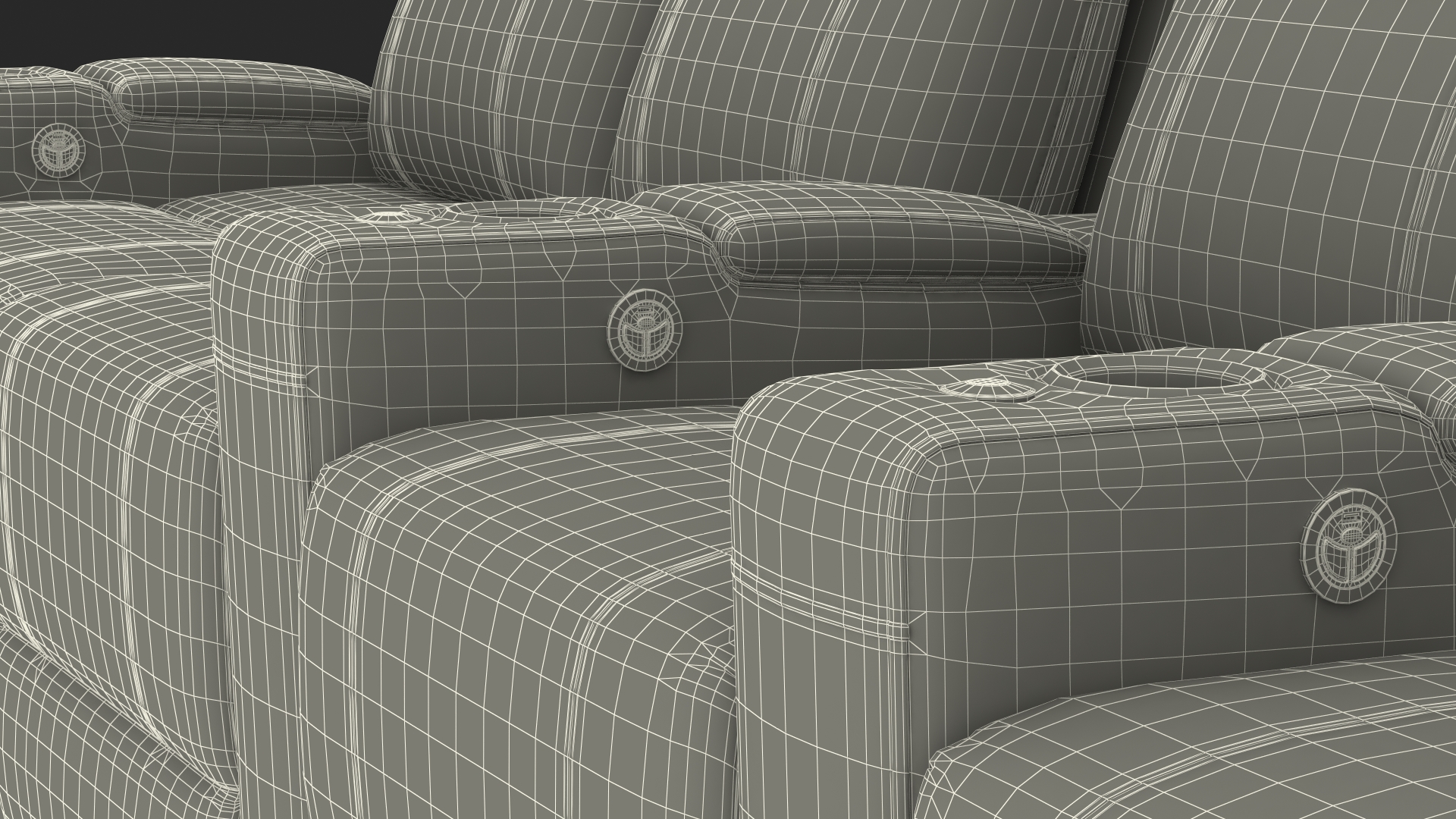 3D Valencia Home Theater Seating Row of 4 Loveseat Red