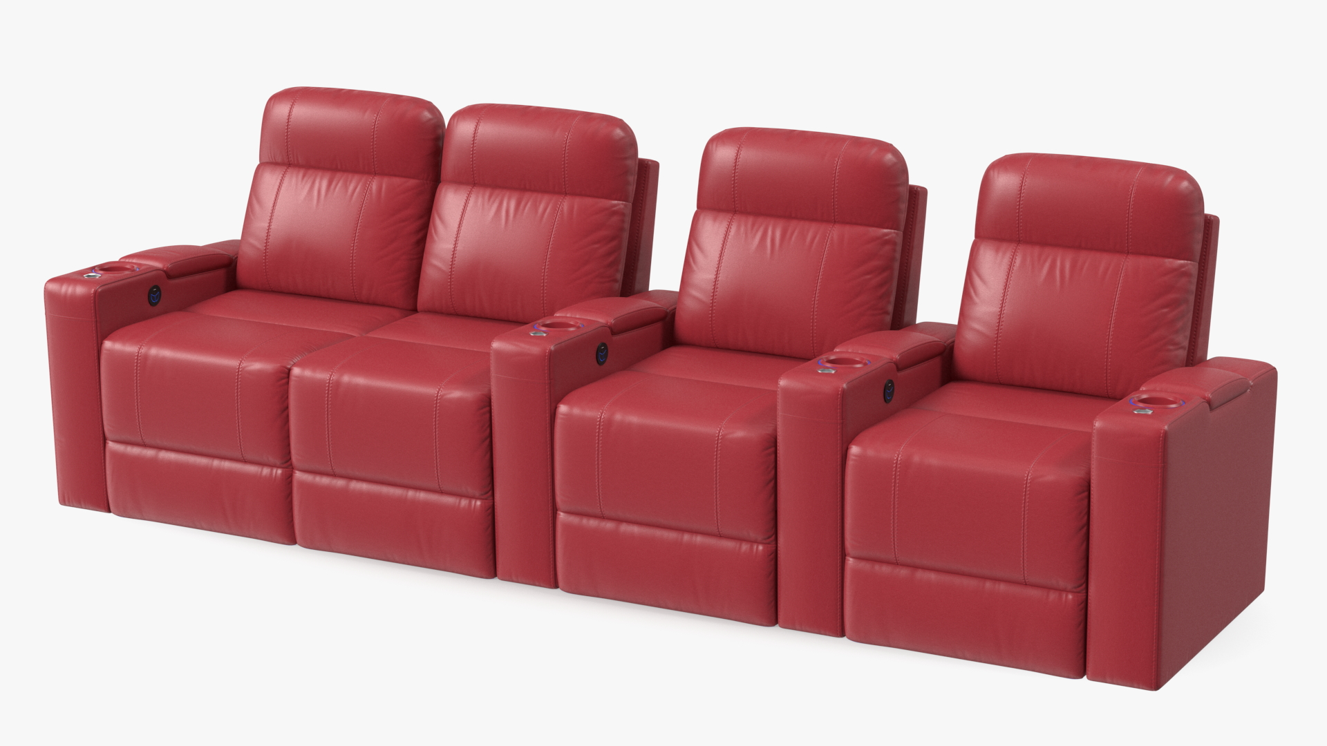 3D Valencia Home Theater Seating Row of 4 Loveseat Red