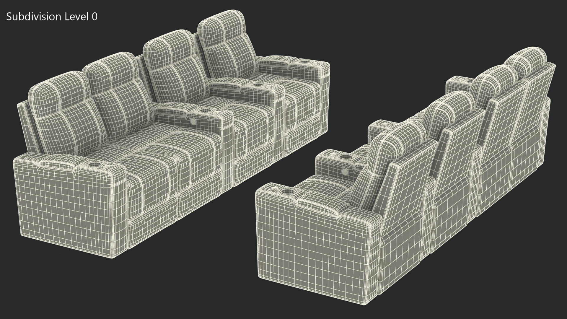 3D Valencia Home Theater Seating Row of 4 Loveseat Red