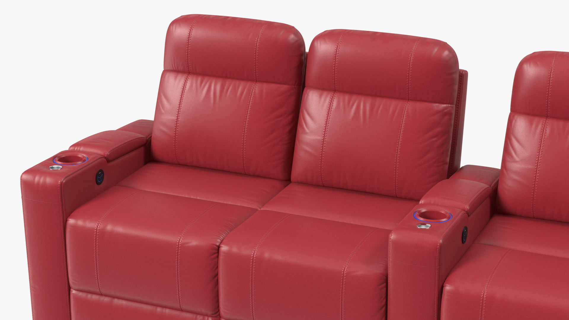 3D Valencia Home Theater Seating Row of 4 Loveseat Red