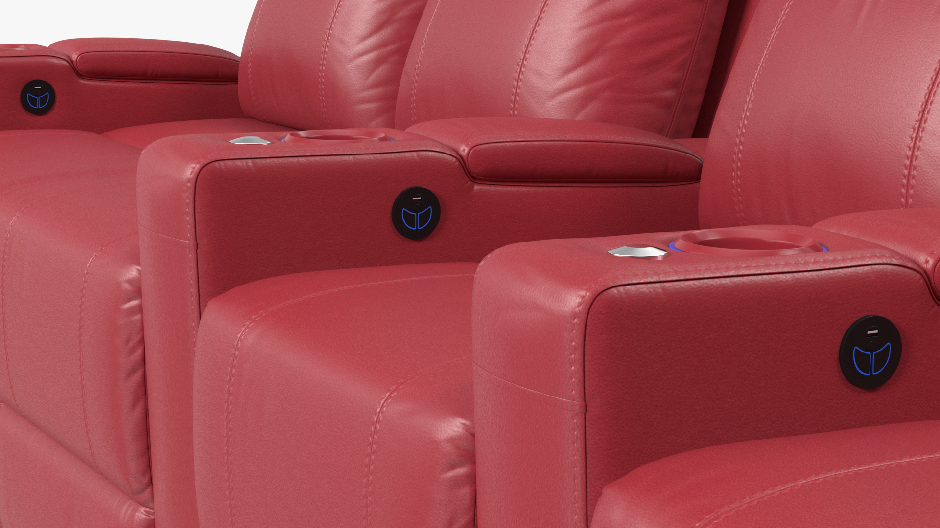 3D Valencia Home Theater Seating Row of 4 Loveseat Red