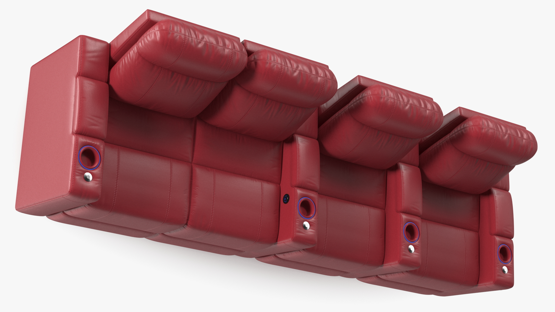 3D Valencia Home Theater Seating Row of 4 Loveseat Red
