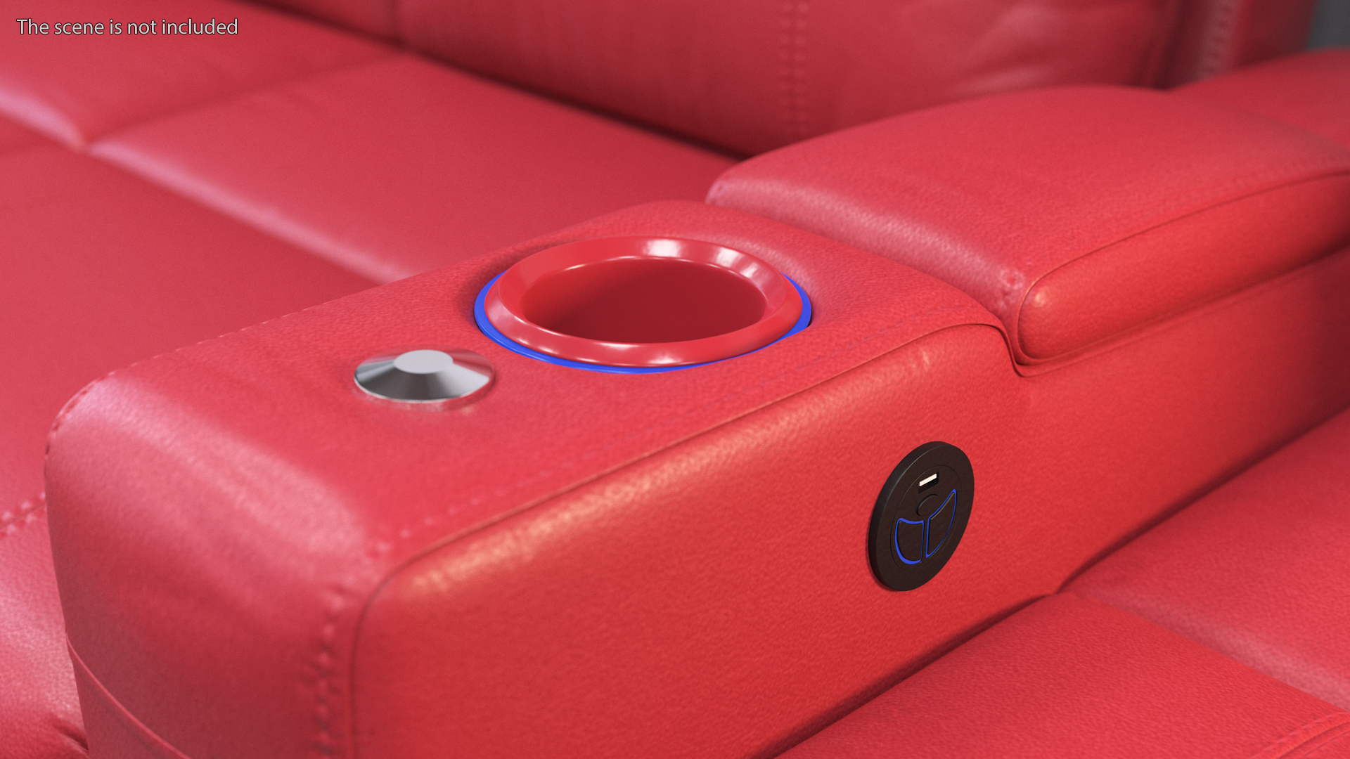 3D Valencia Home Theater Seating Row of 4 Loveseat Red