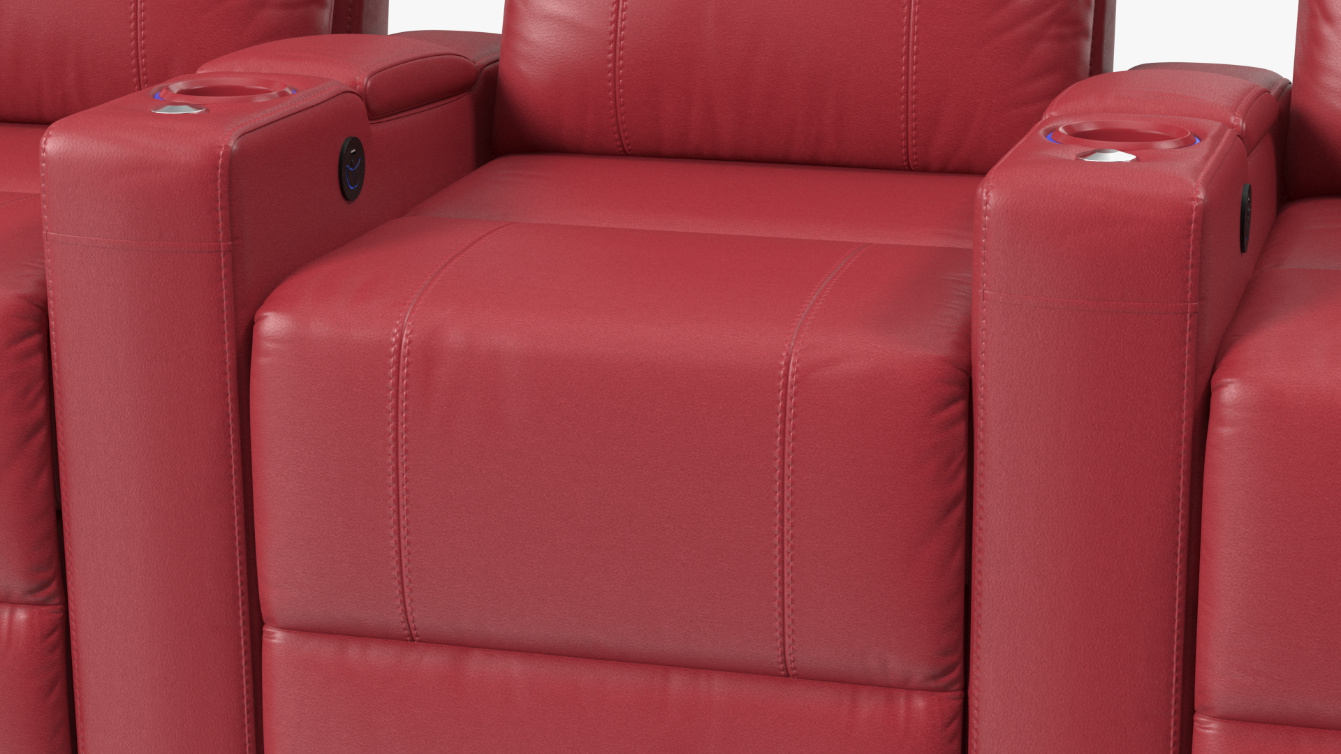 3D Valencia Home Theater Seating Row of 4 Loveseat Red