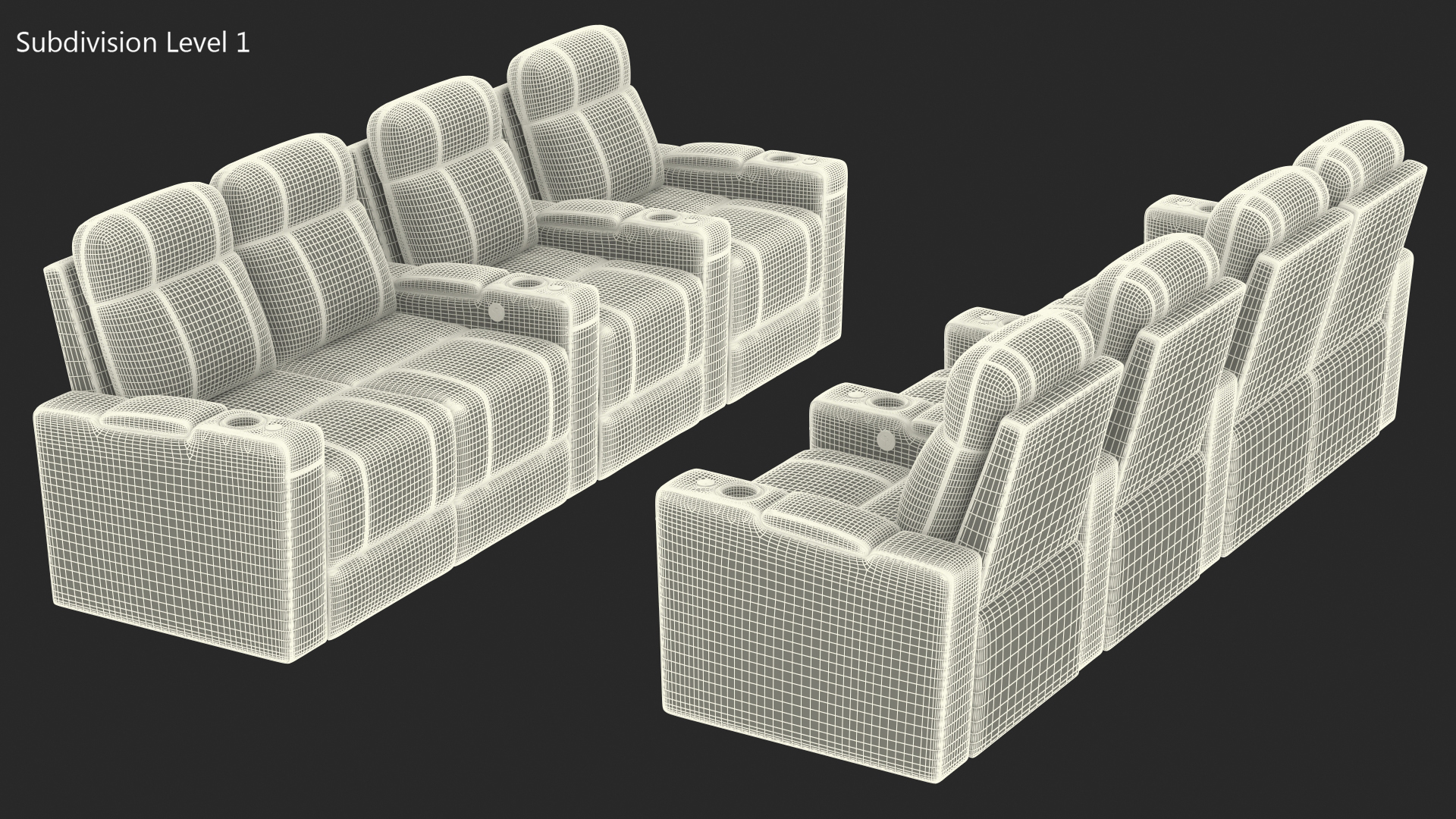 3D Valencia Home Theater Seating Row of 4 Loveseat Red
