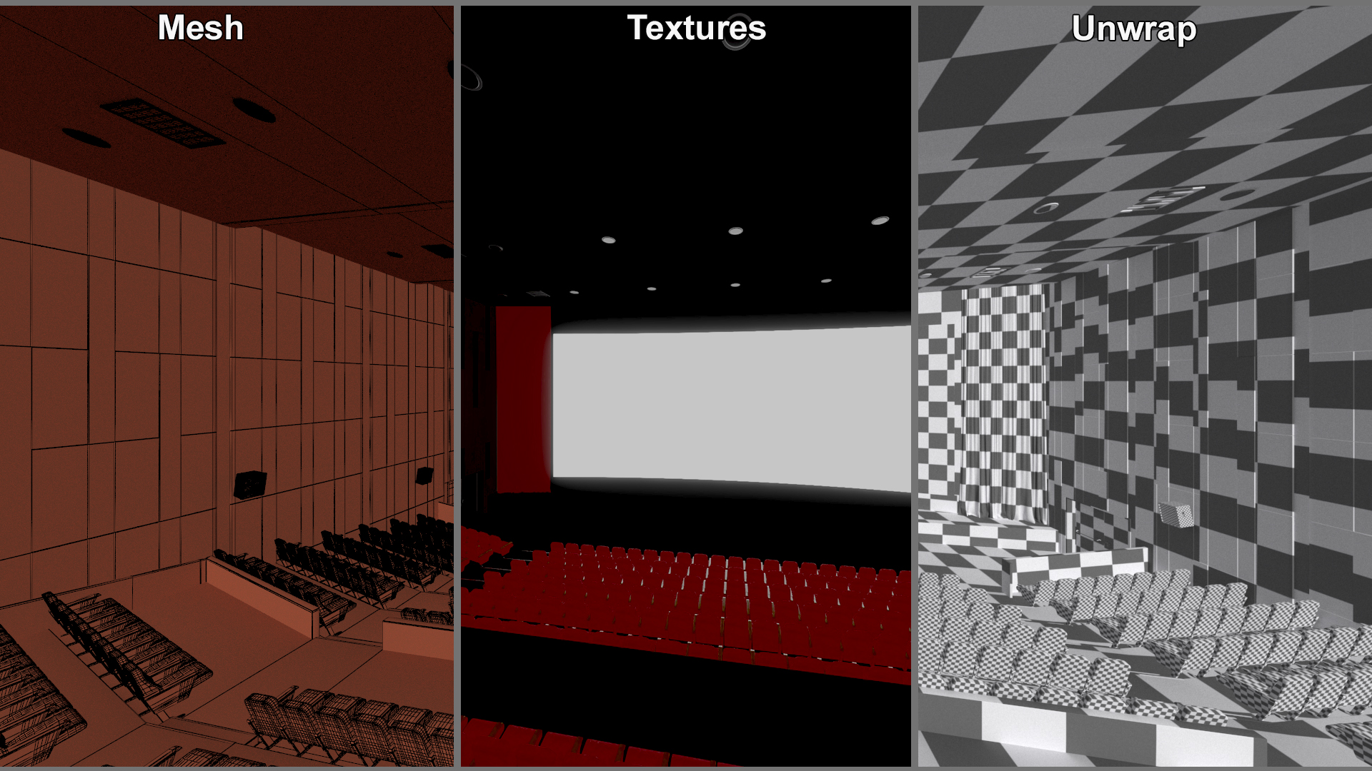3D Movie Theater Interior Lights Off model