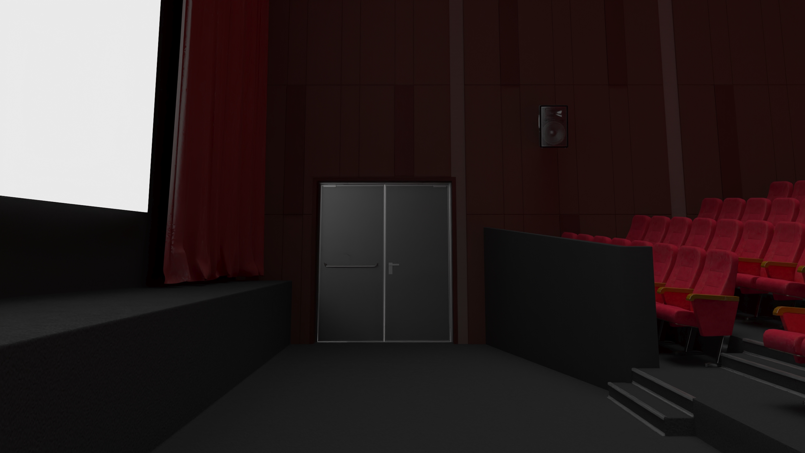 3D Movie Theater Interior Lights Off model