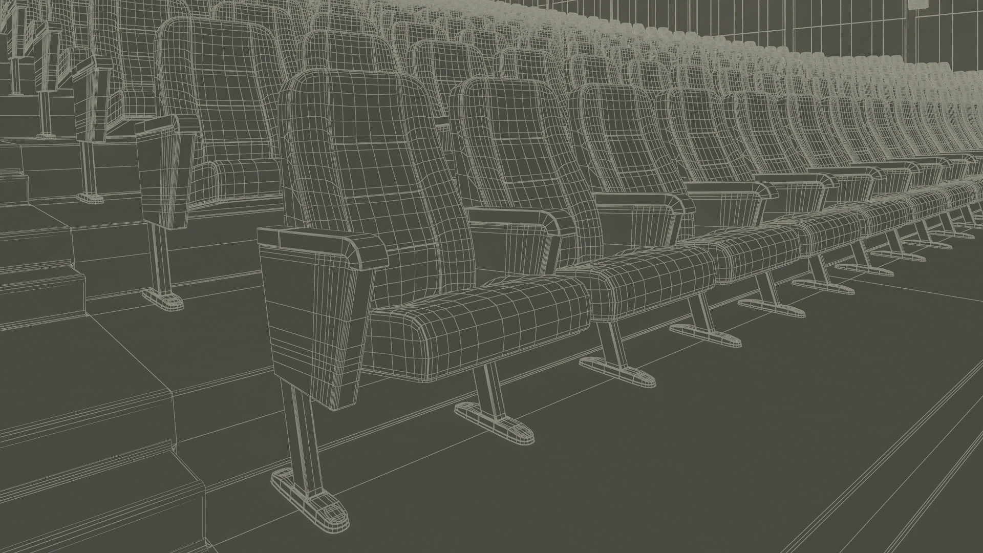 3D Movie Theater Interior Lights Off model