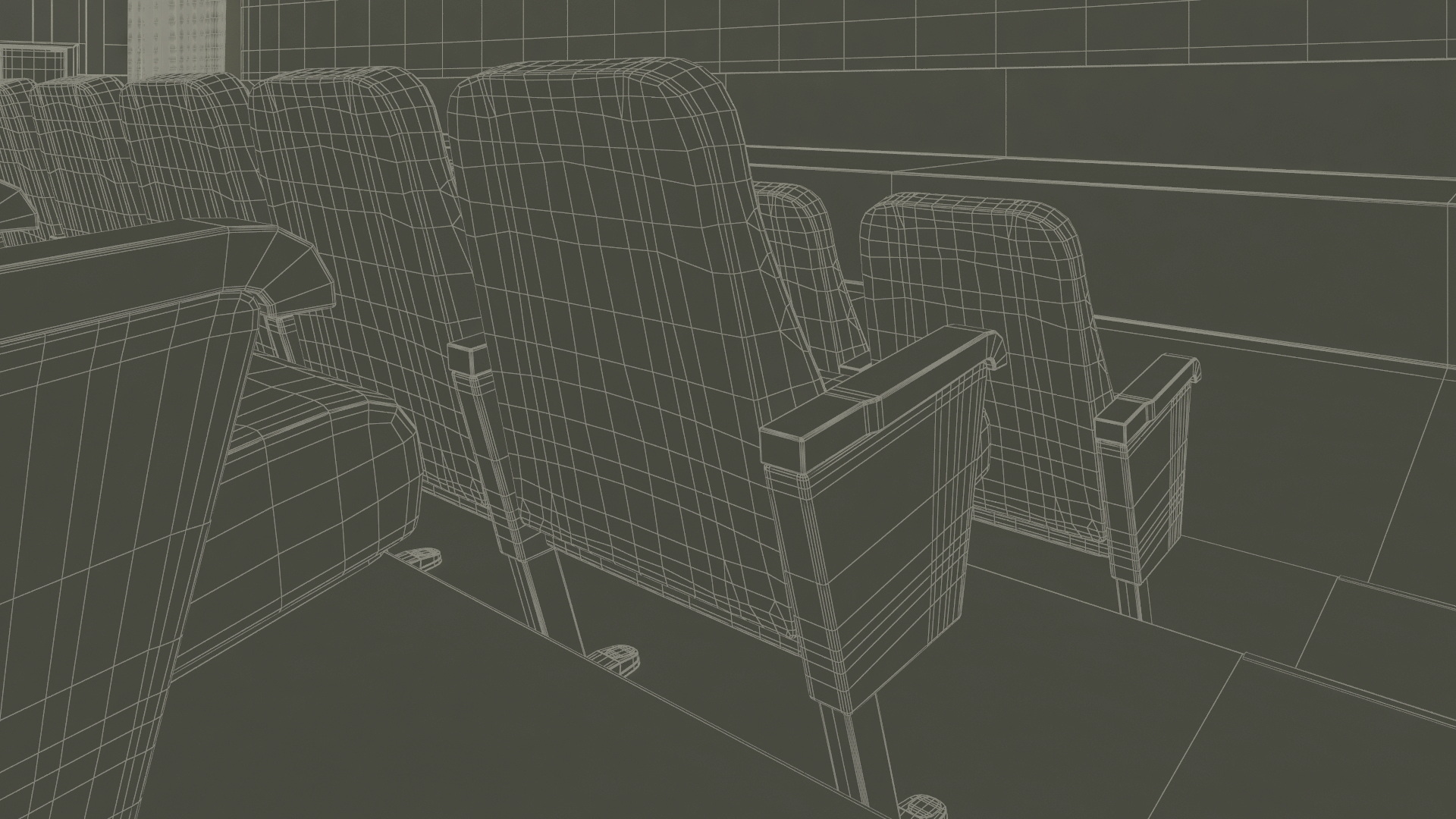 3D Movie Theater Interior Lights Off model