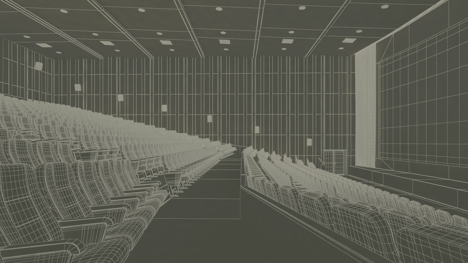 3D Movie Theater Interior Lights Off model