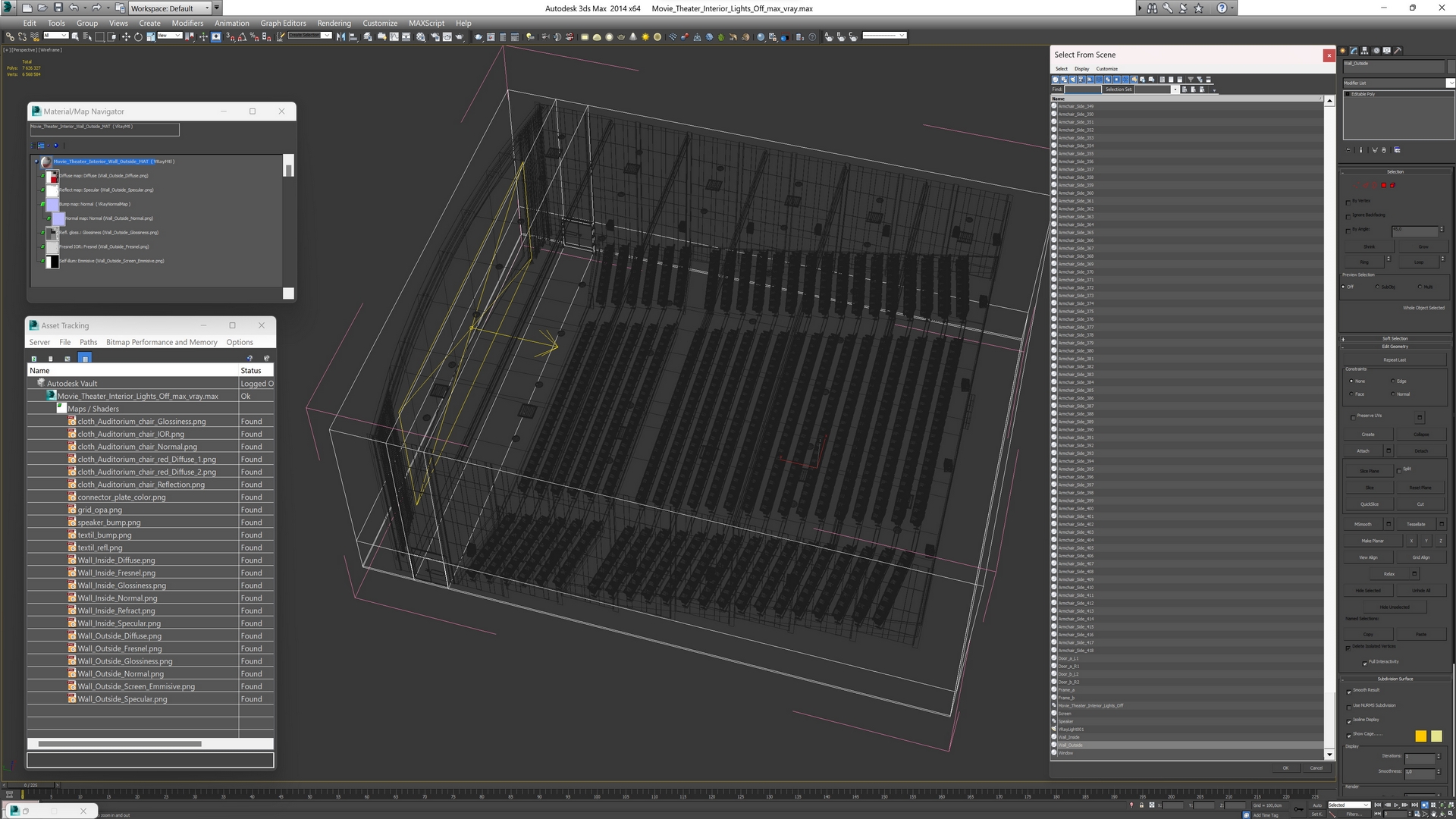 3D Movie Theater Interior Lights Off model
