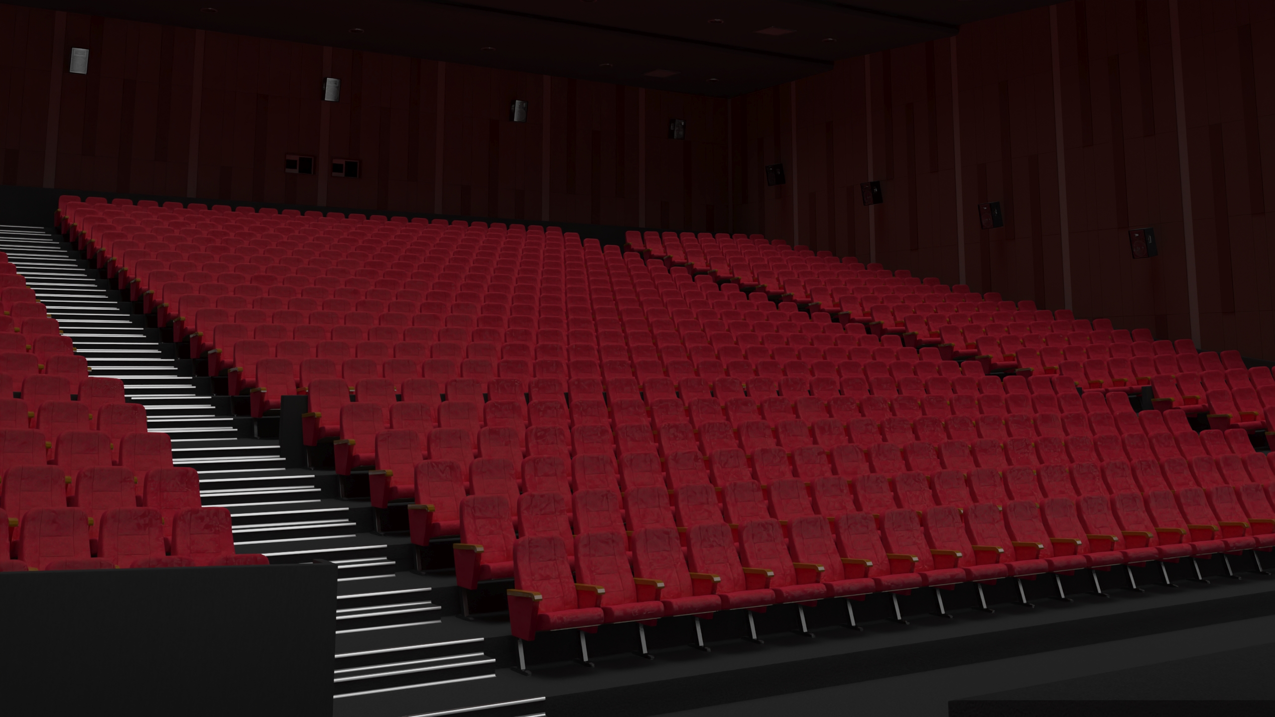 3D Movie Theater Interior Lights Off model