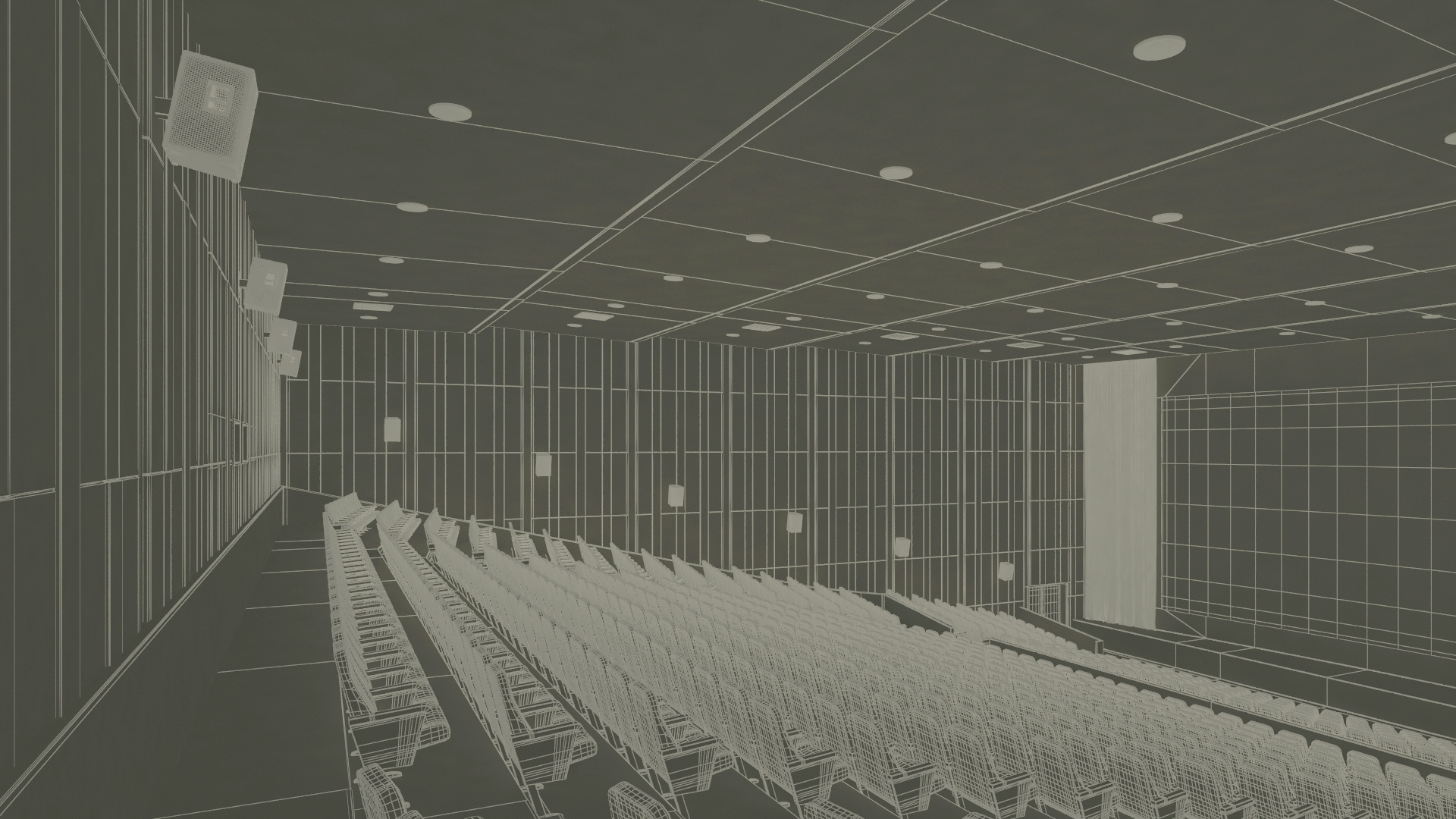 3D Movie Theater Interior Lights Off model
